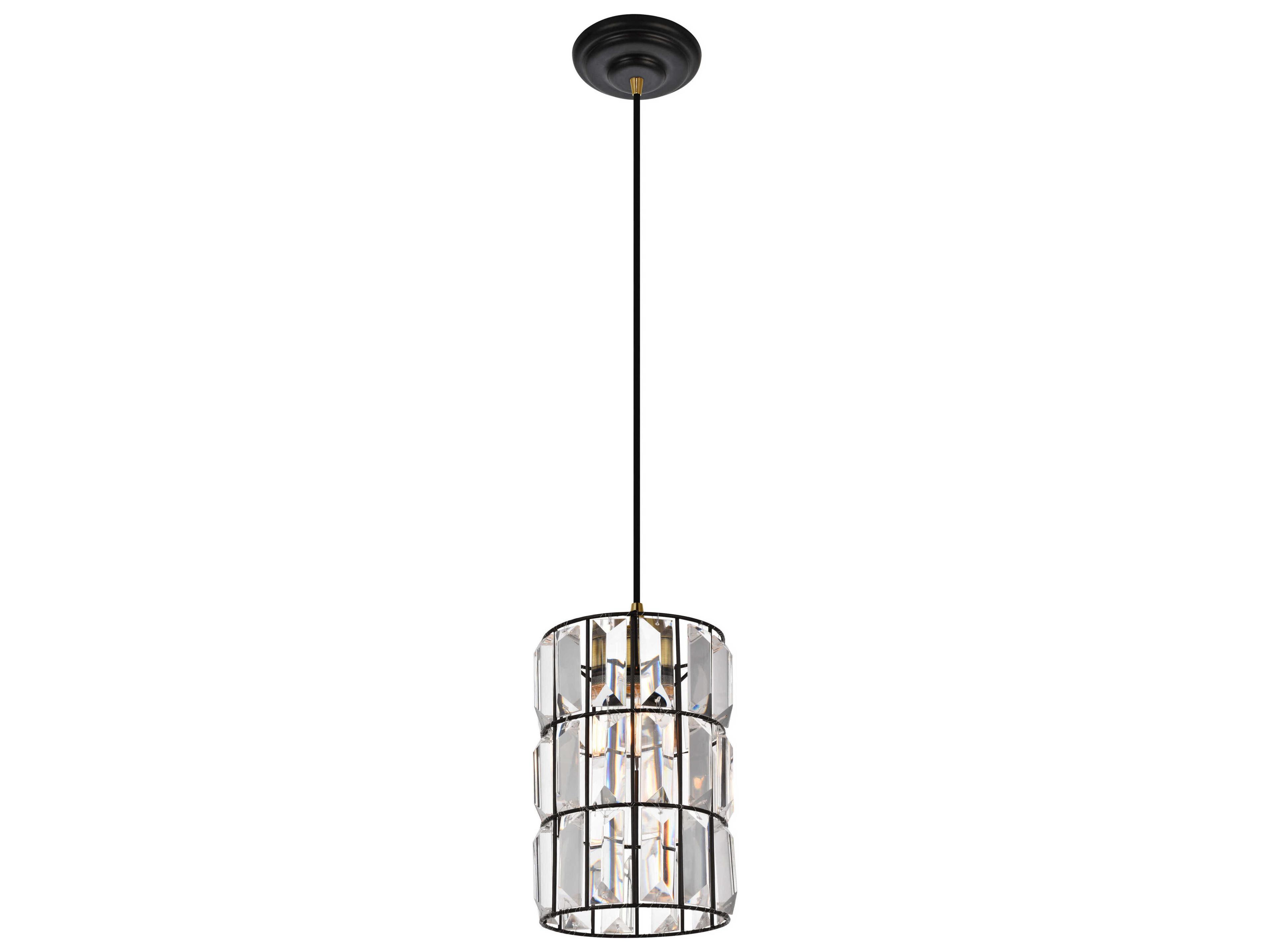 Elegant Lighting Blair 1-Light Oil Rubbed Bronze Crystal Cylinder Mini Pendant