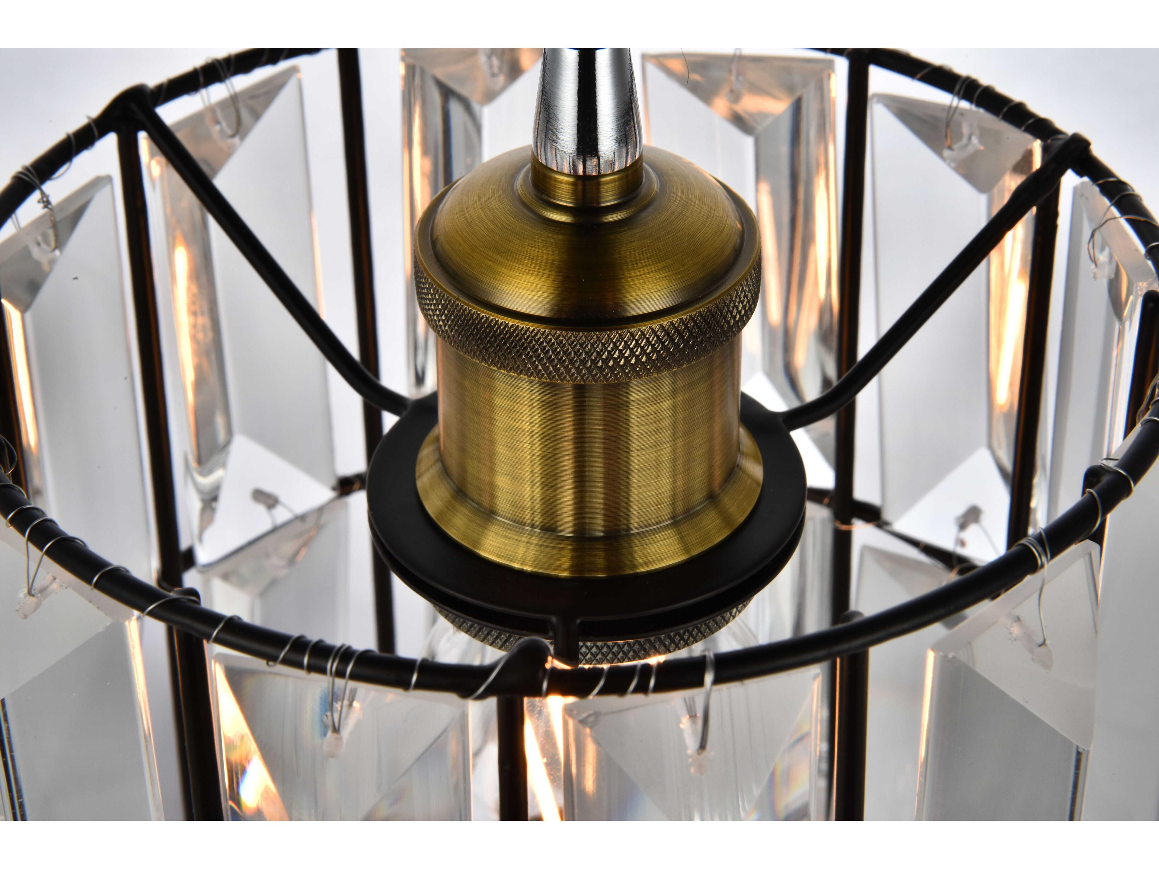 Elegant Lighting Blair 1-Light Oil Rubbed Bronze Crystal Cylinder Mini Pendant
