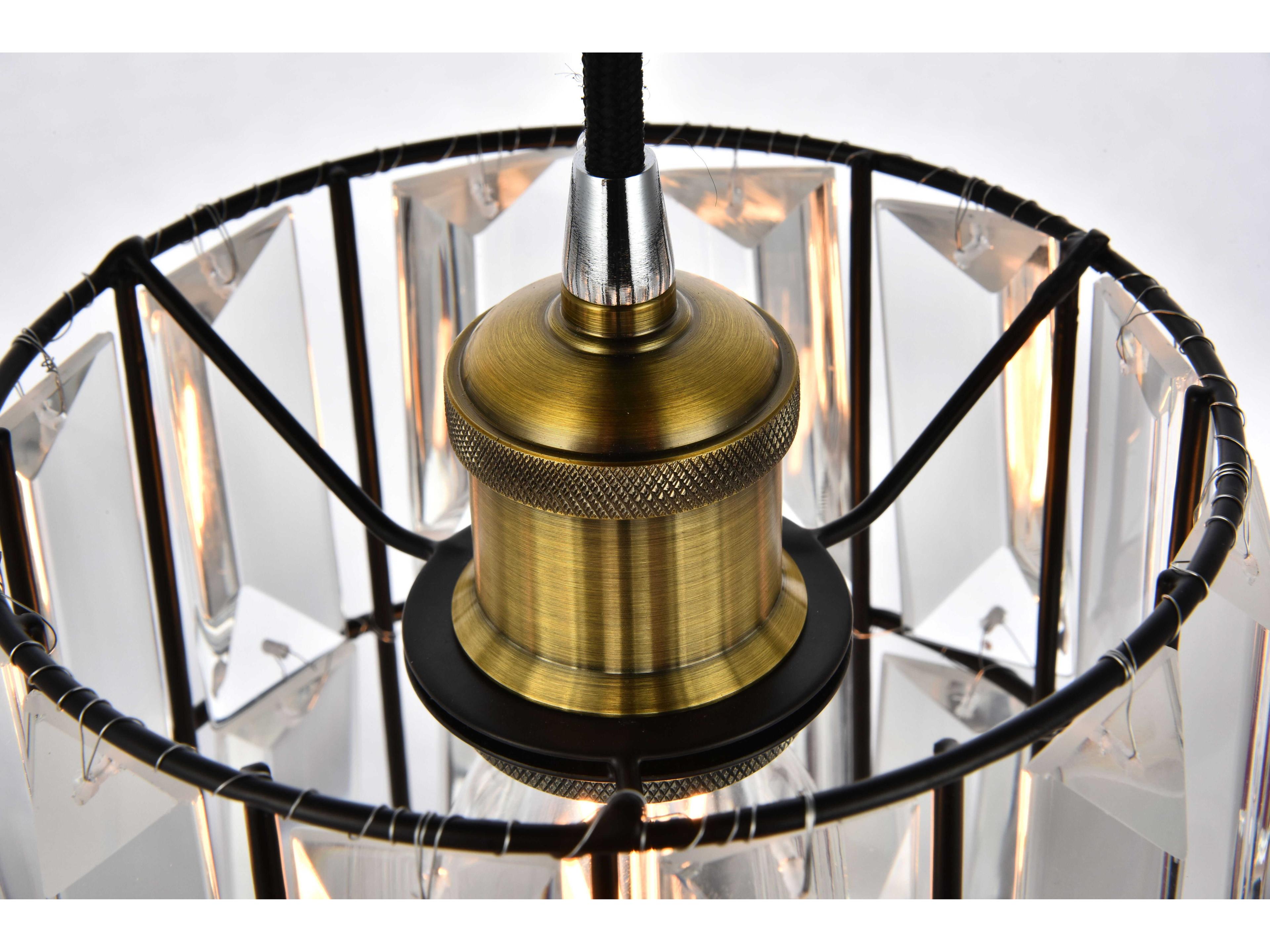 Elegant Lighting Blair 1-Light Oil Rubbed Bronze Crystal Cylinder Mini Pendant