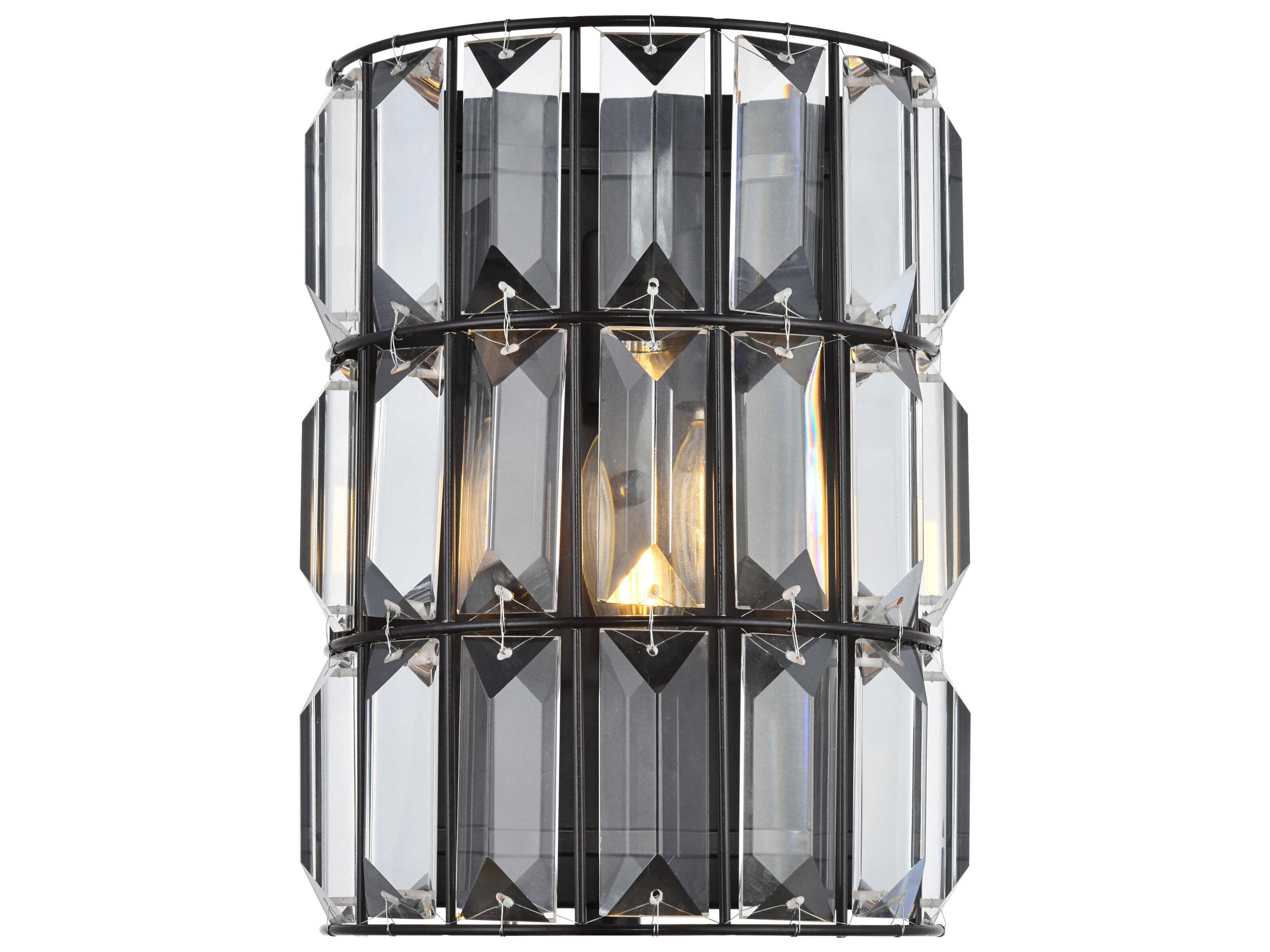 Elegant Lighting Blair 1-Light Oil Rubbed Bronze Clear Crystal Wall Sconce
