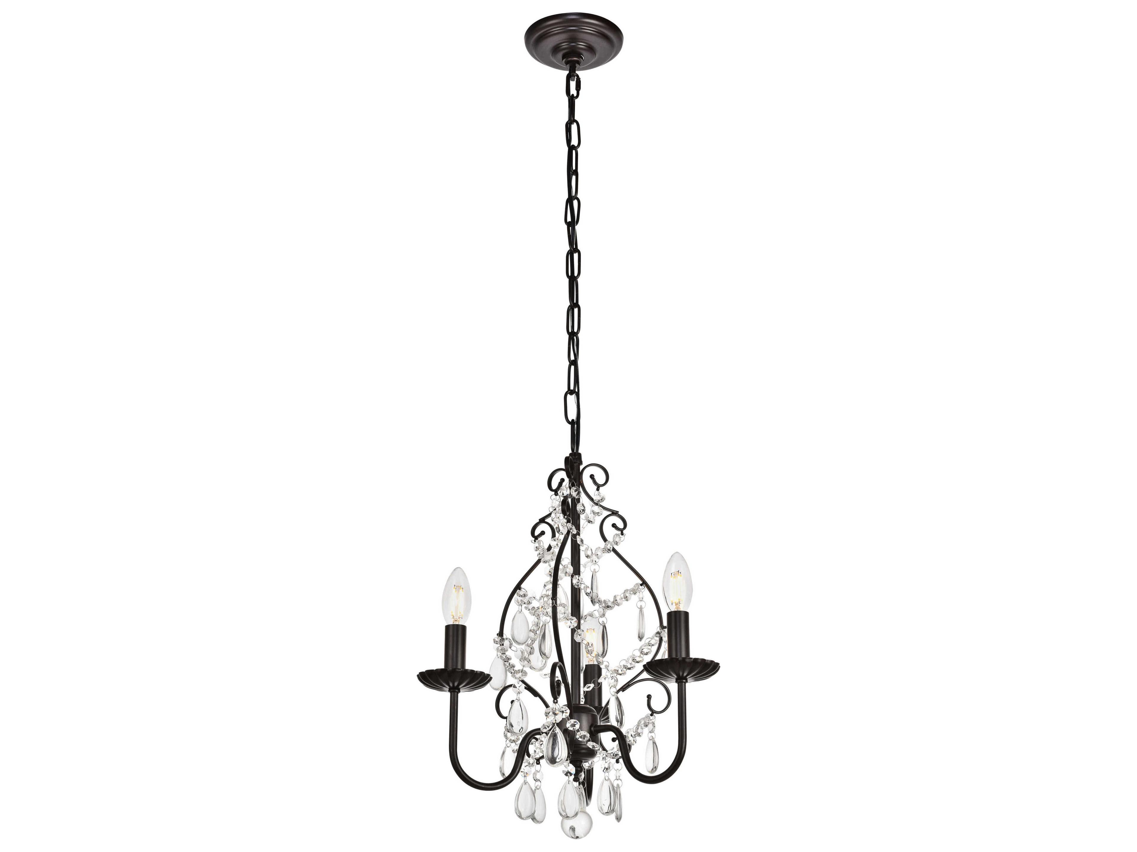 Elegant Lighting Blaise 3-Light Oil Rubbed Bronze Crystal Chandelier