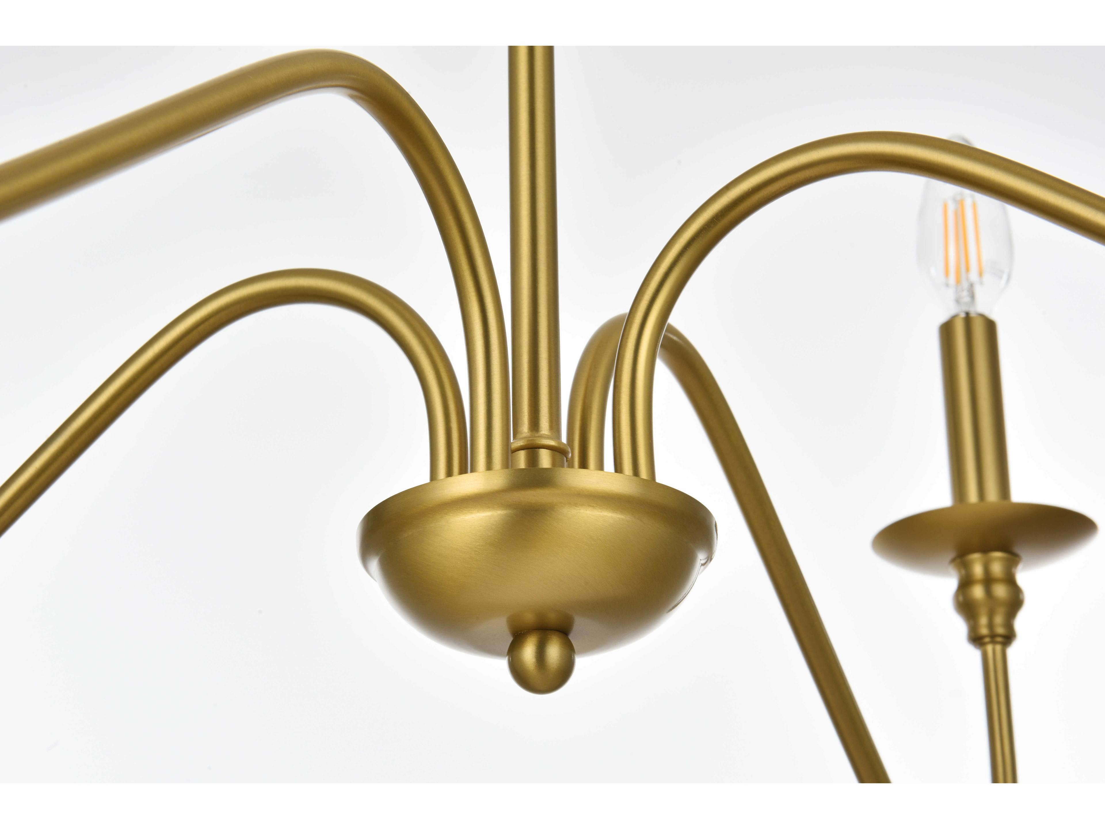 Elegant Lighting Rohan 4-Light Satin Gold Candelabra Chandelier