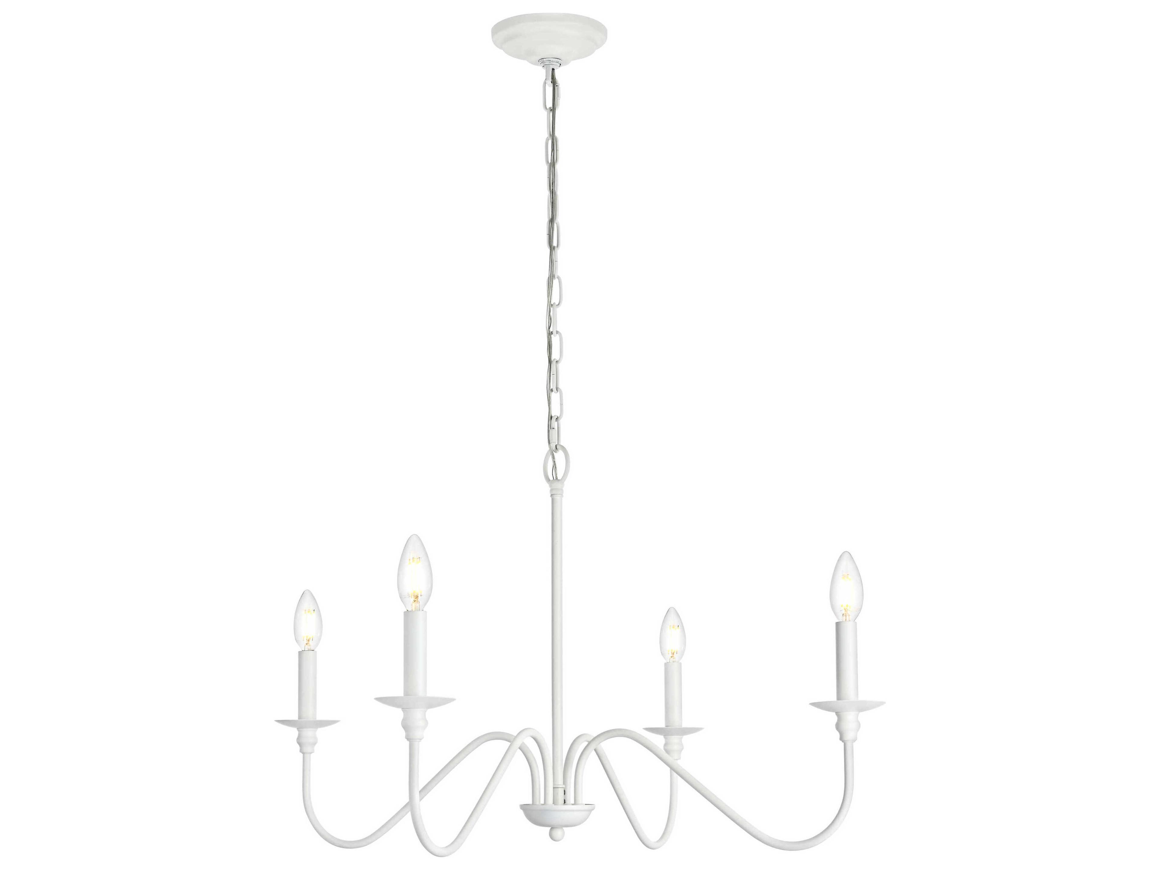 Elegant Lighting Rohan 4-Light White Candelabra Chandelier
