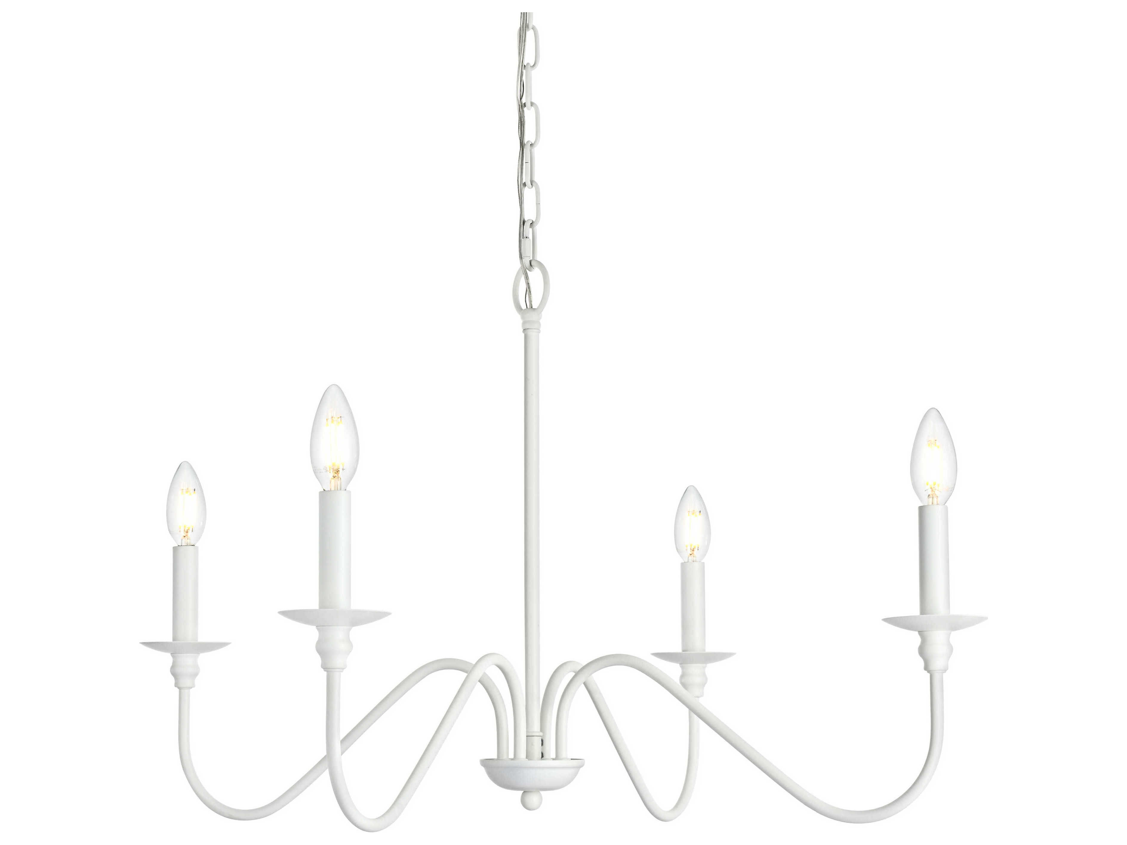 Elegant Lighting Rohan 4-Light White Candelabra Chandelier