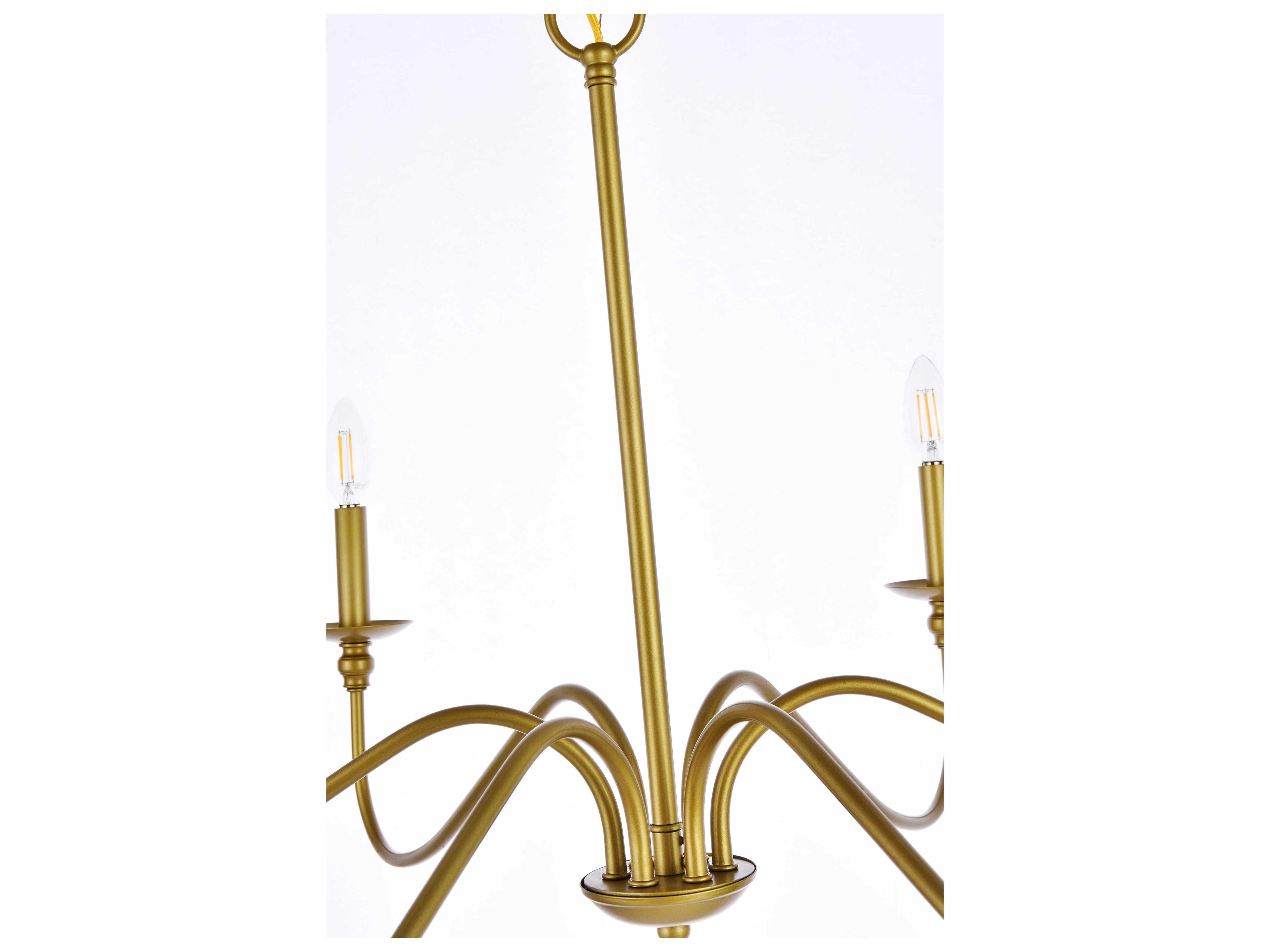 Elegant Lighting Rohan 6-Light Brass Candelabra Chandelier