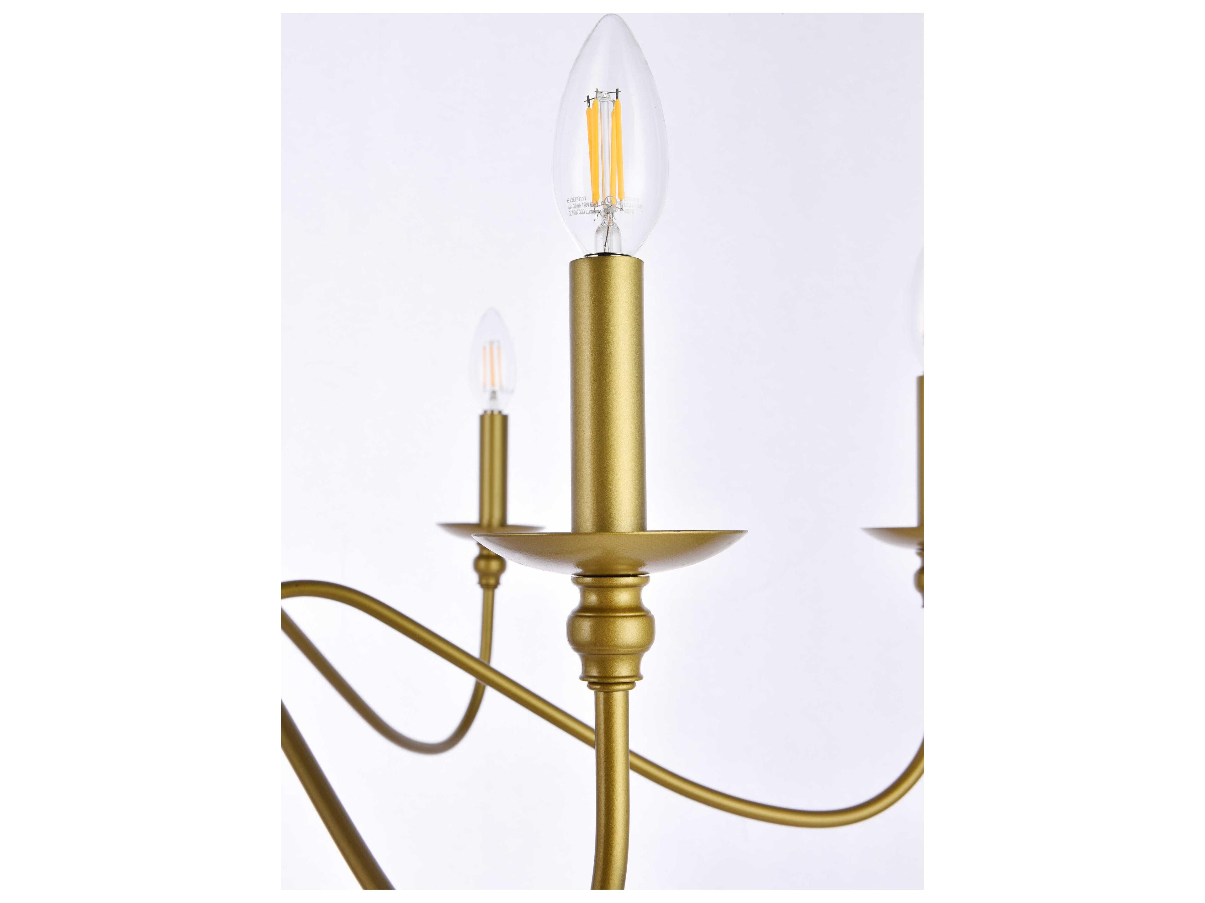 Elegant Lighting Rohan 6-Light Brass Candelabra Chandelier