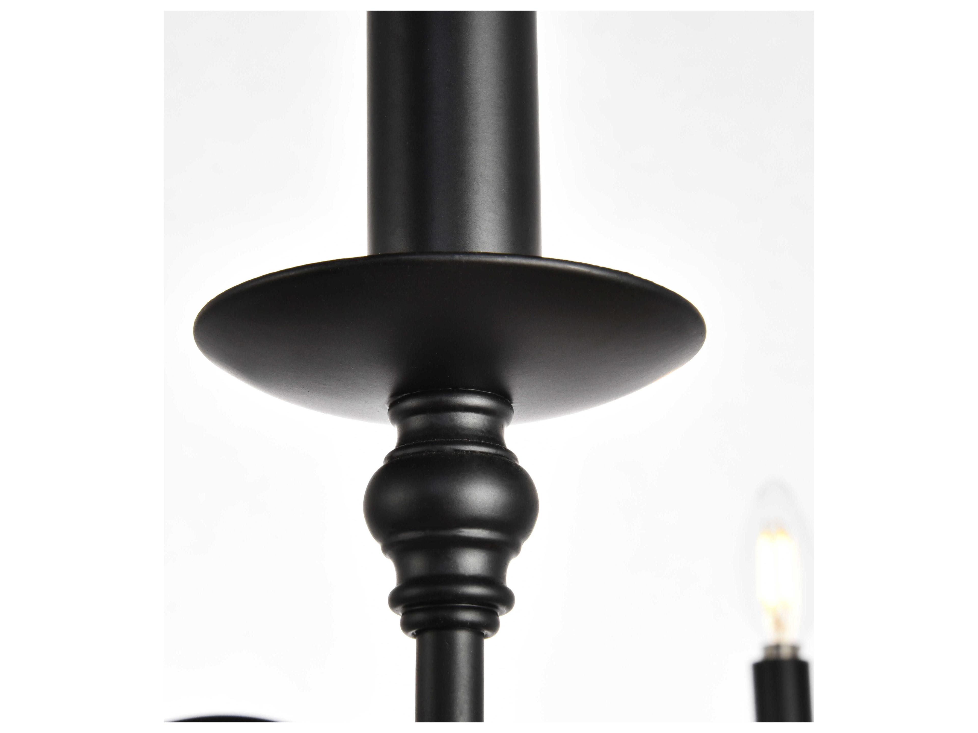 Elegant Lighting Rohan 6-Light Matte Black Candelabra Chandelier