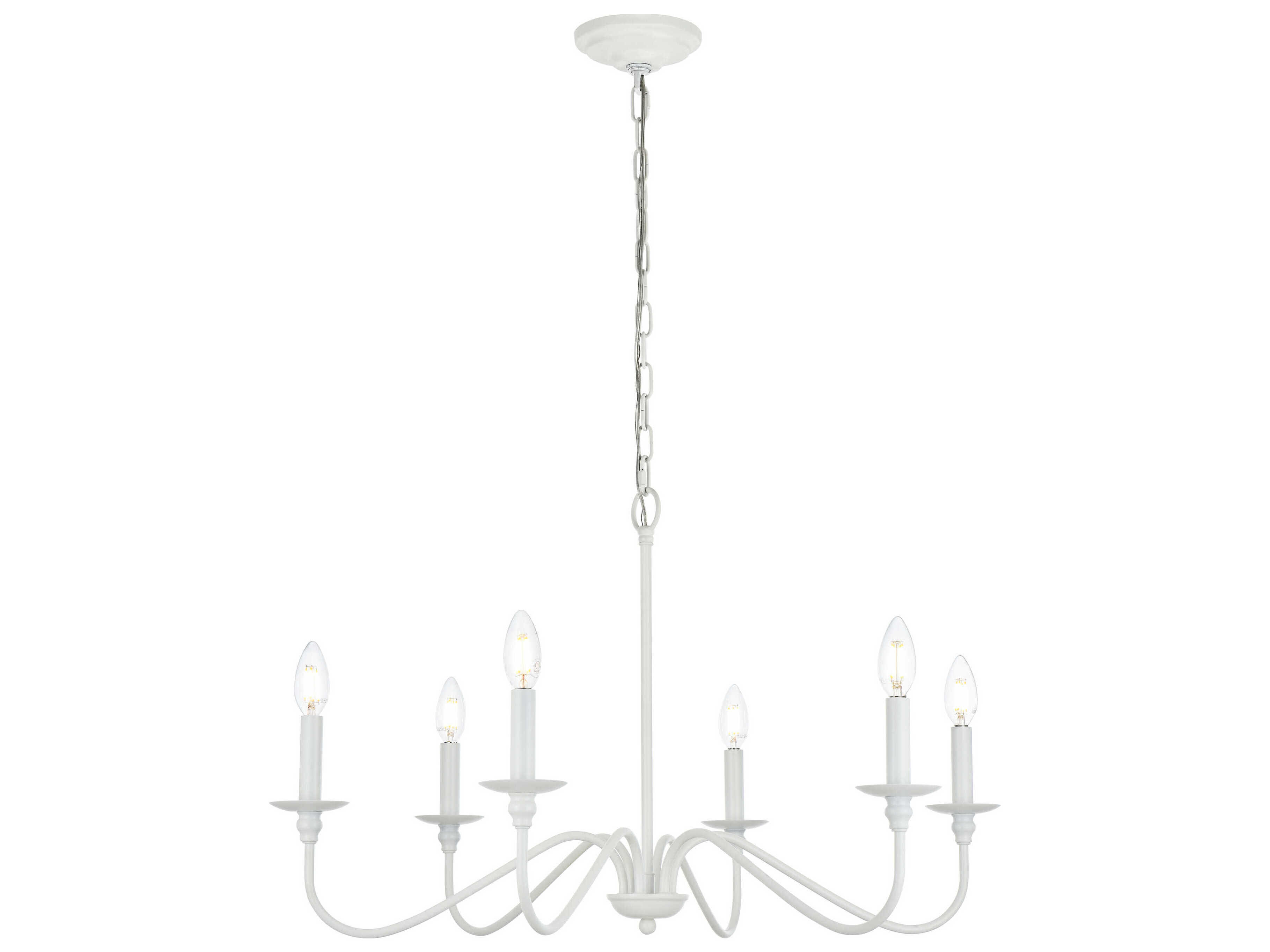 Elegant Lighting Rohan 6-Light White Candelabra Chandelier