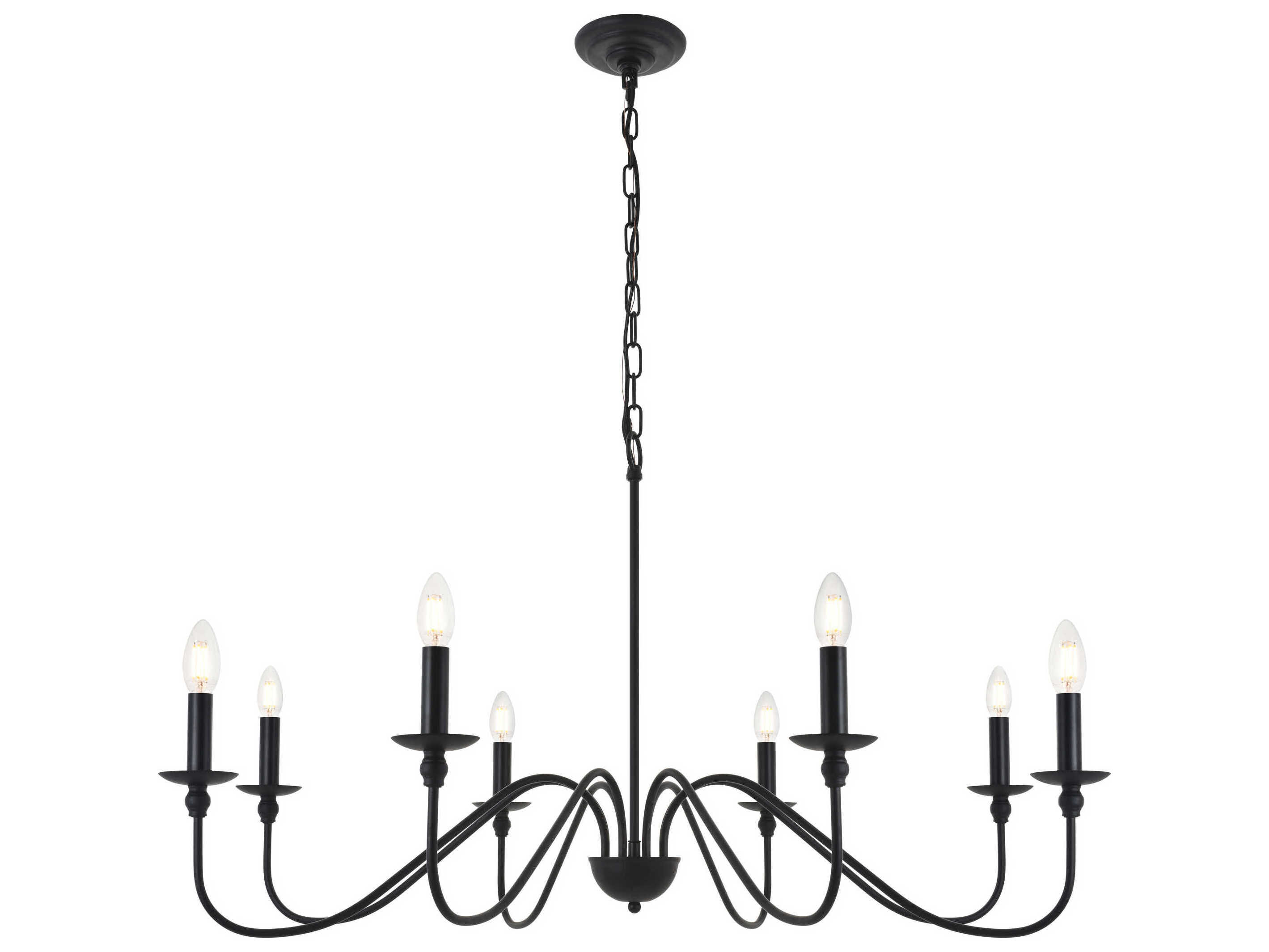 Elegant Lighting Rohan 8-Light Black Candelabra Chandelier