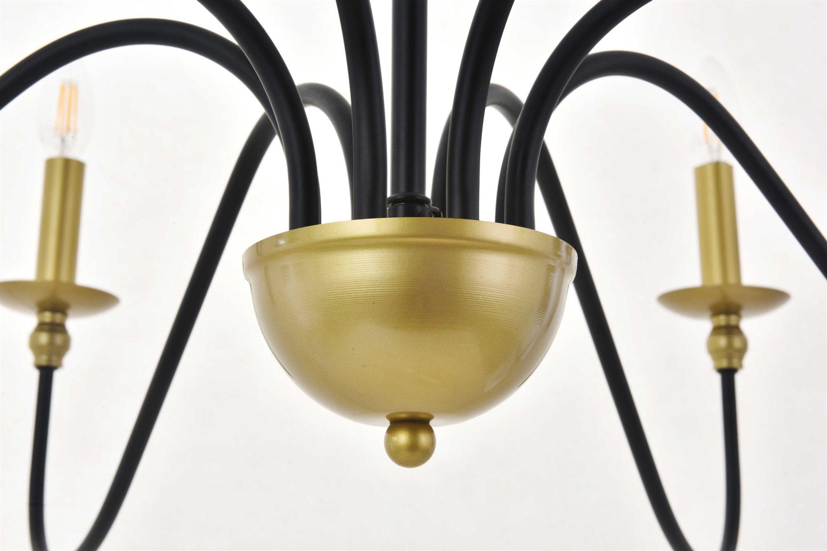 Elegant Lighting Rohan 8-Light Black Candelabra Chandelier