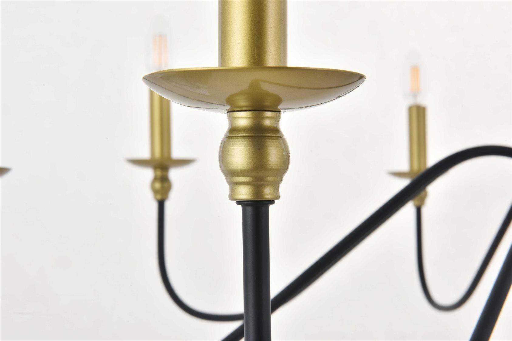 Elegant Lighting Rohan 8-Light Black Candelabra Chandelier