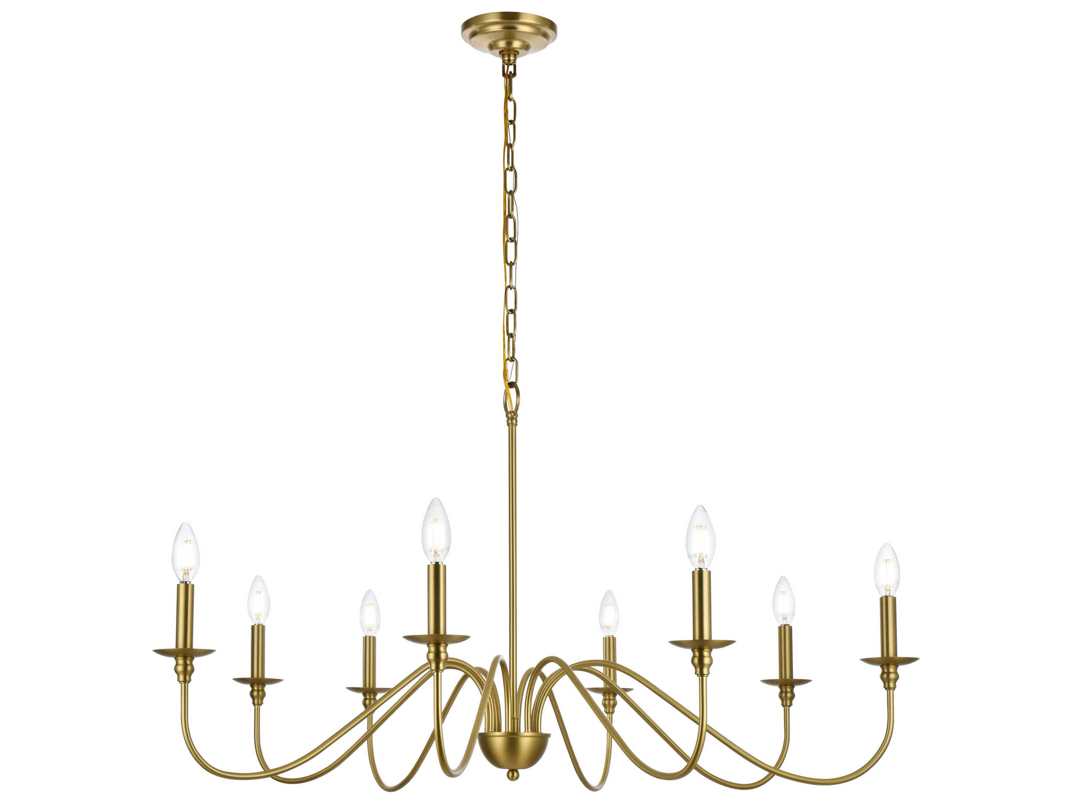 Elegant Lighting Rohan 8-Light Satin Gold Candelabra Chandelier