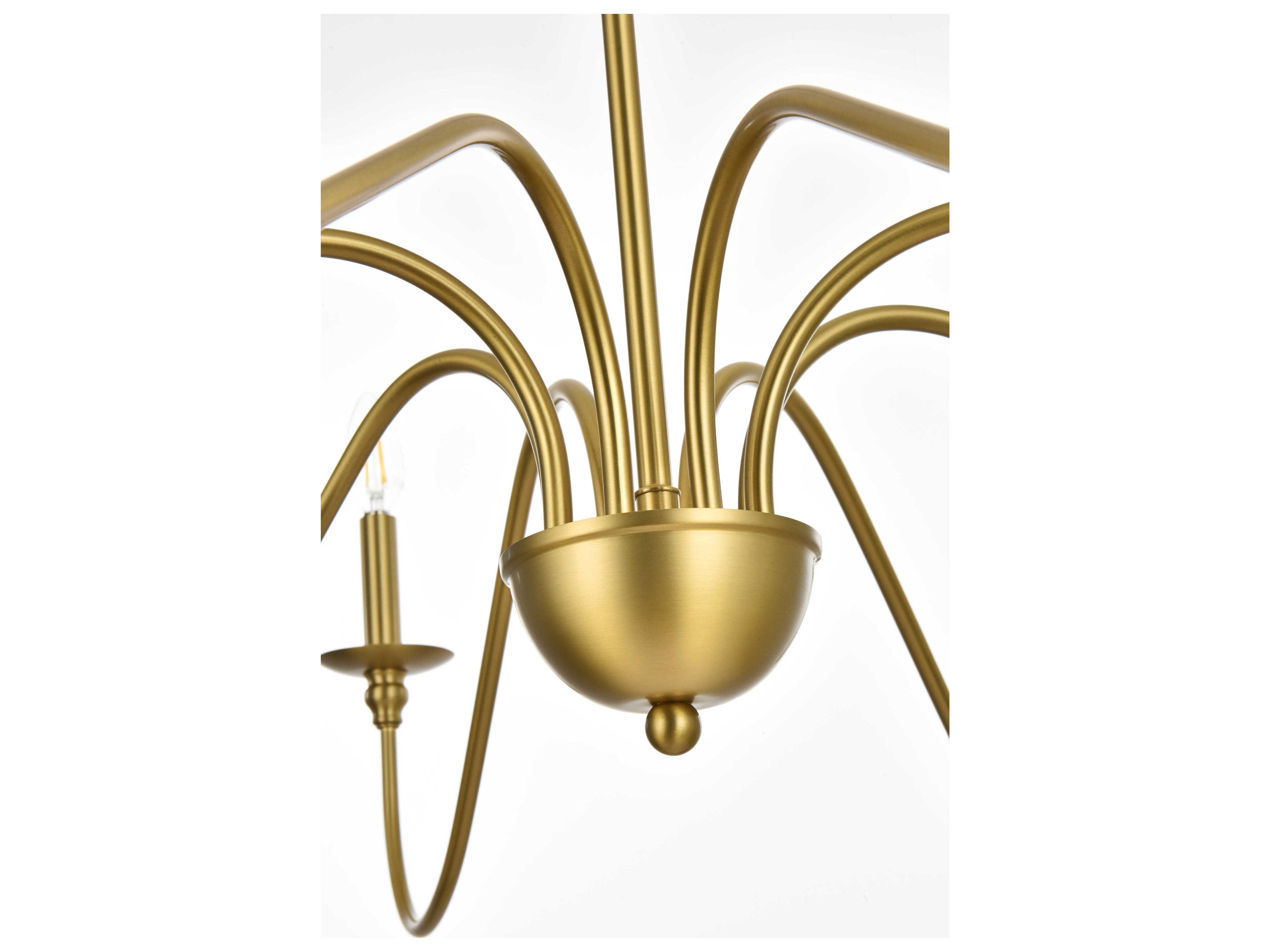 Elegant Lighting Rohan 8-Light Satin Gold Candelabra Chandelier