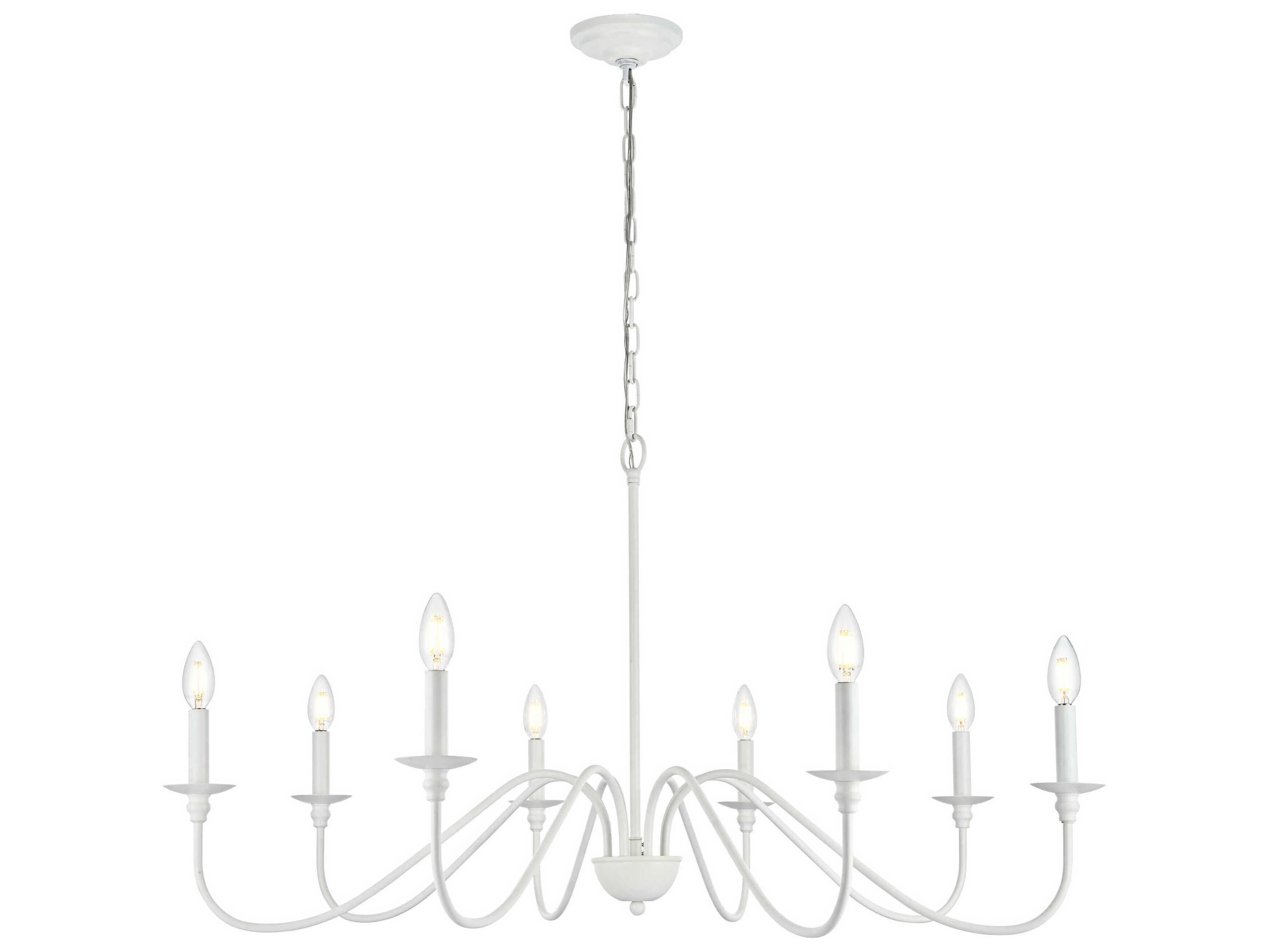 Elegant Lighting Rohan 8-Light White Candelabra Chandelier