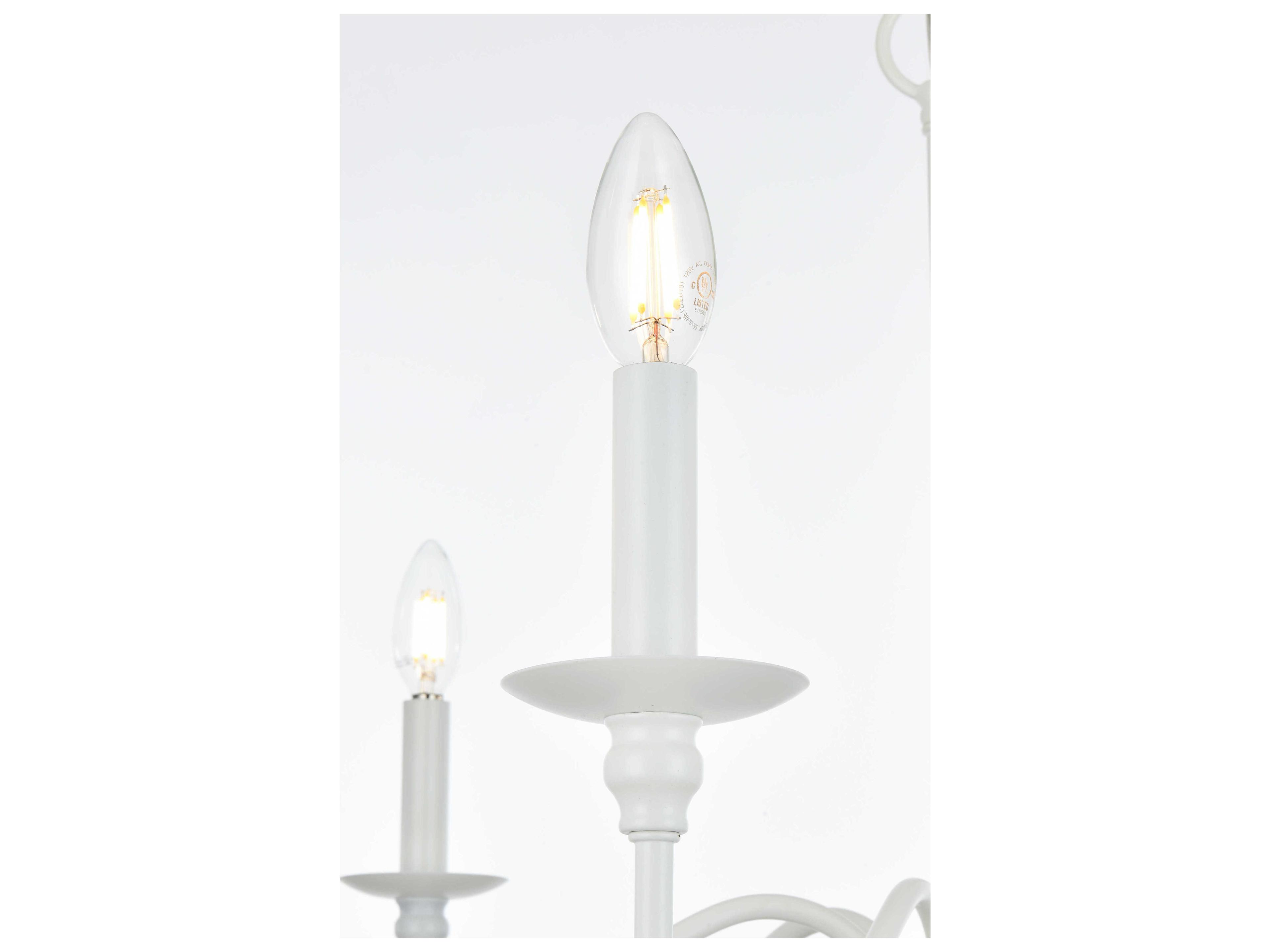 Elegant Lighting Rohan 8-Light White Candelabra Chandelier