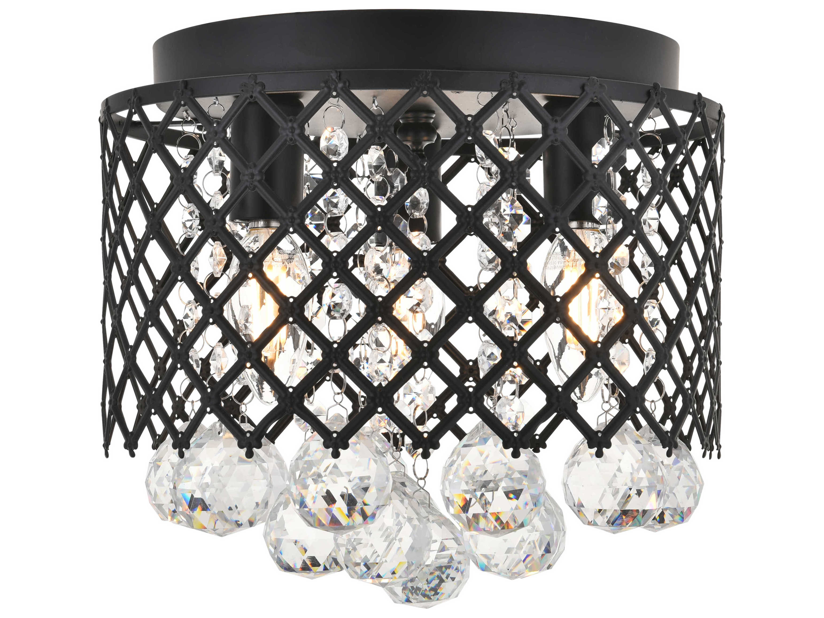 Elegant Lighting Tully 3-Light Chrome Crystal Drum Flush Mount