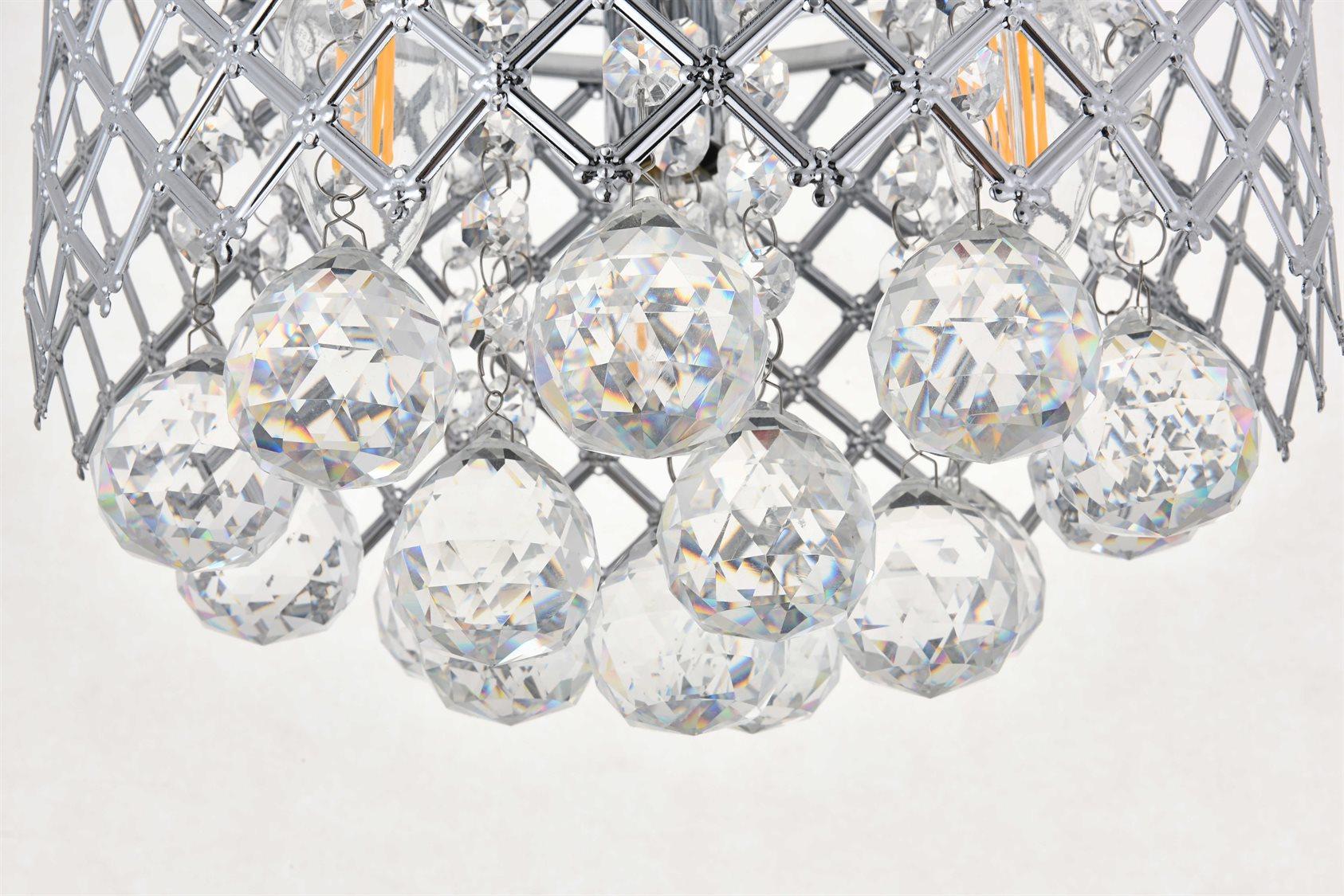 Elegant Lighting Tully 3-Light Chrome Crystal Drum Flush Mount