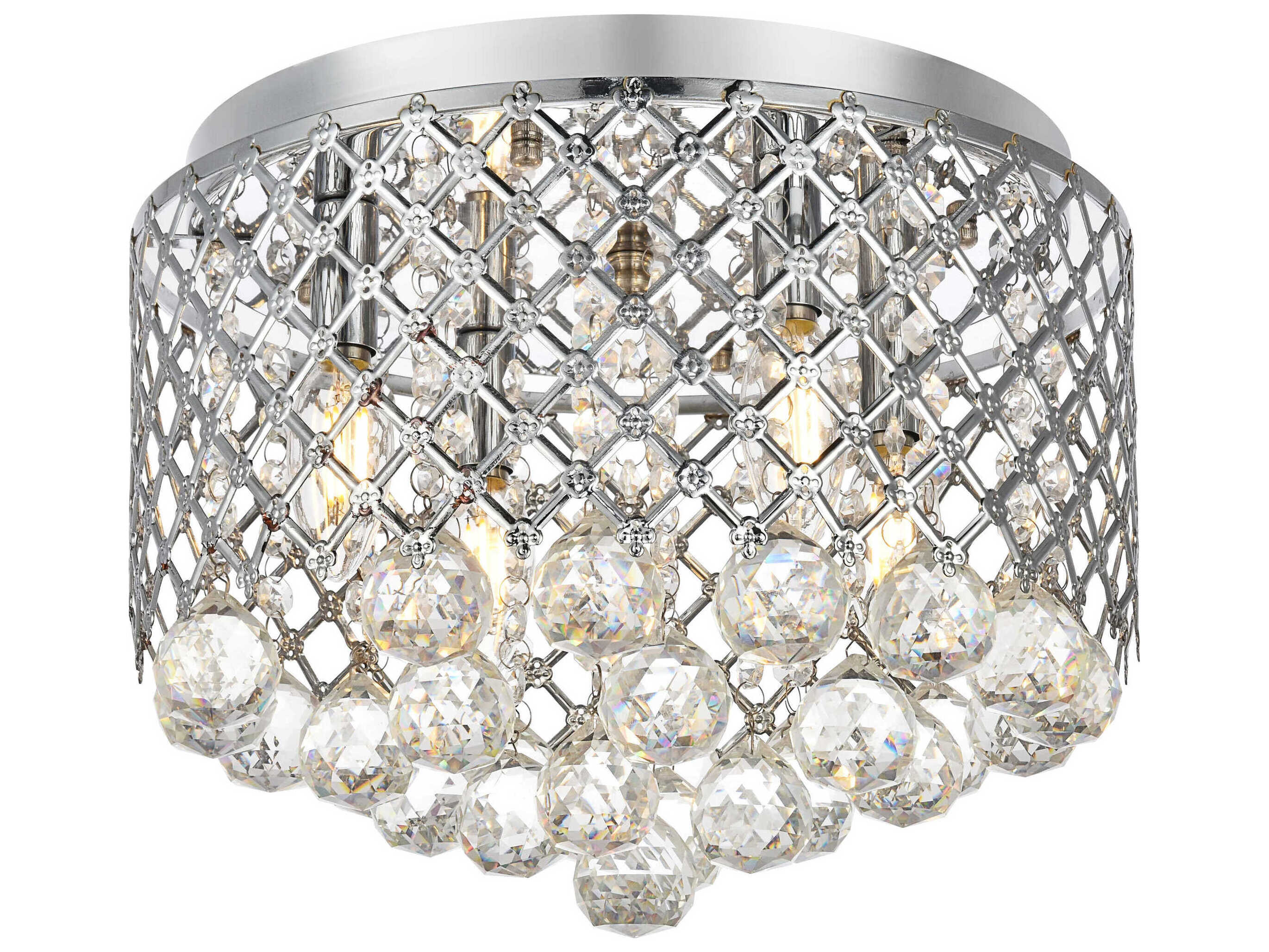 Elegant Lighting Tully 4-Light Chrome Crystal Flush Mount
