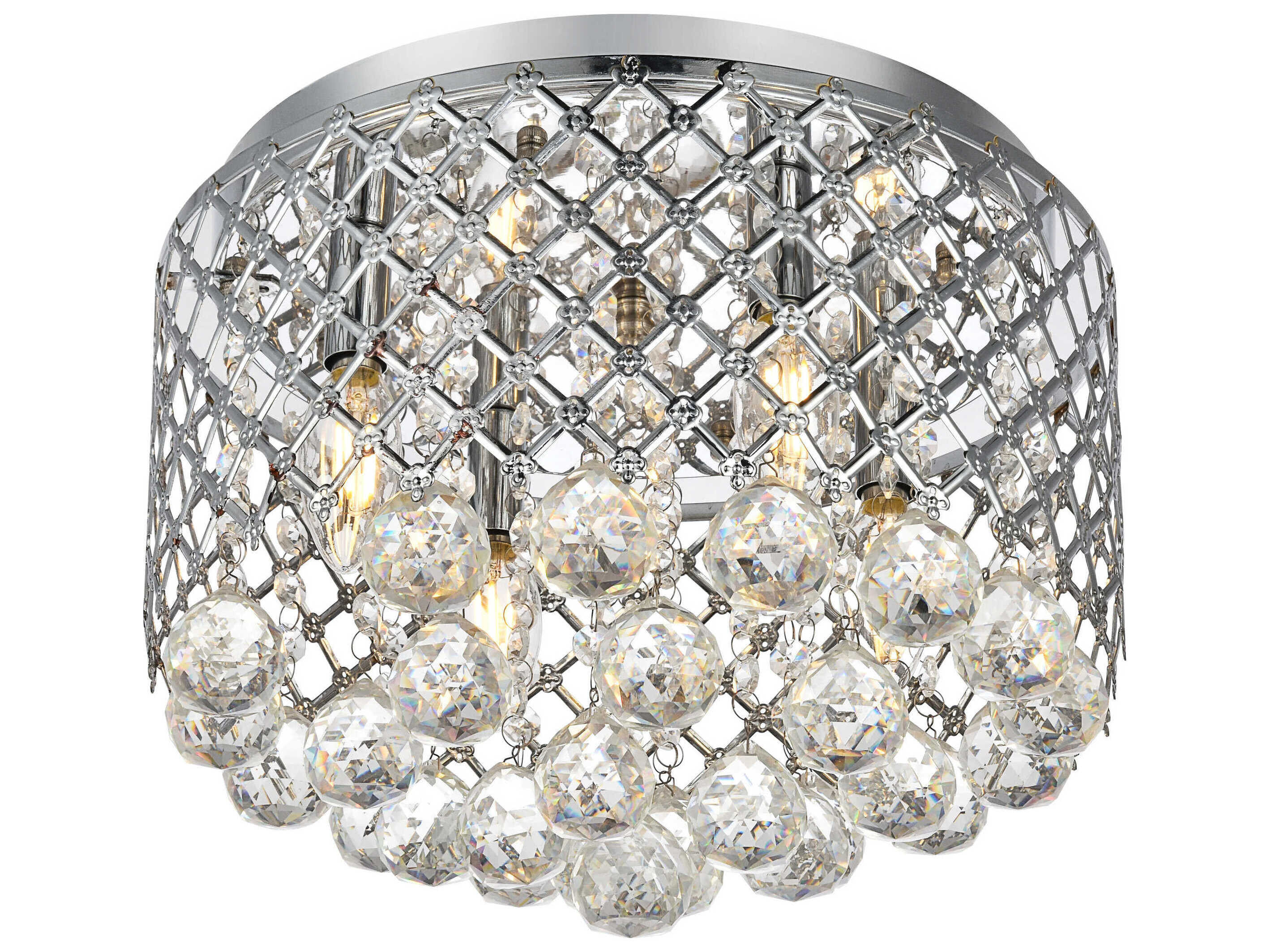 Elegant Lighting Tully 4-Light Chrome Crystal Flush Mount