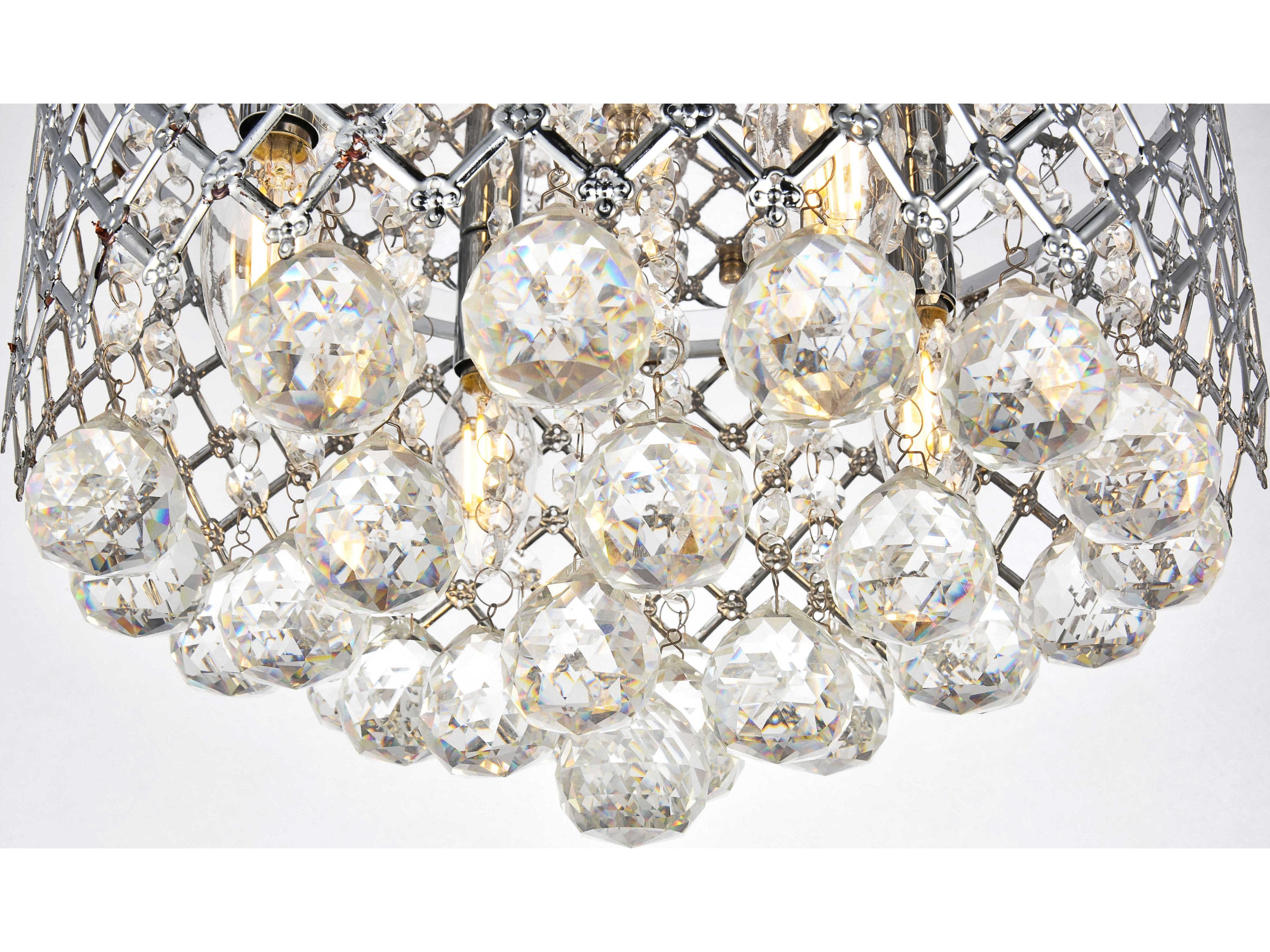 Elegant Lighting Tully 4-Light Chrome Crystal Flush Mount