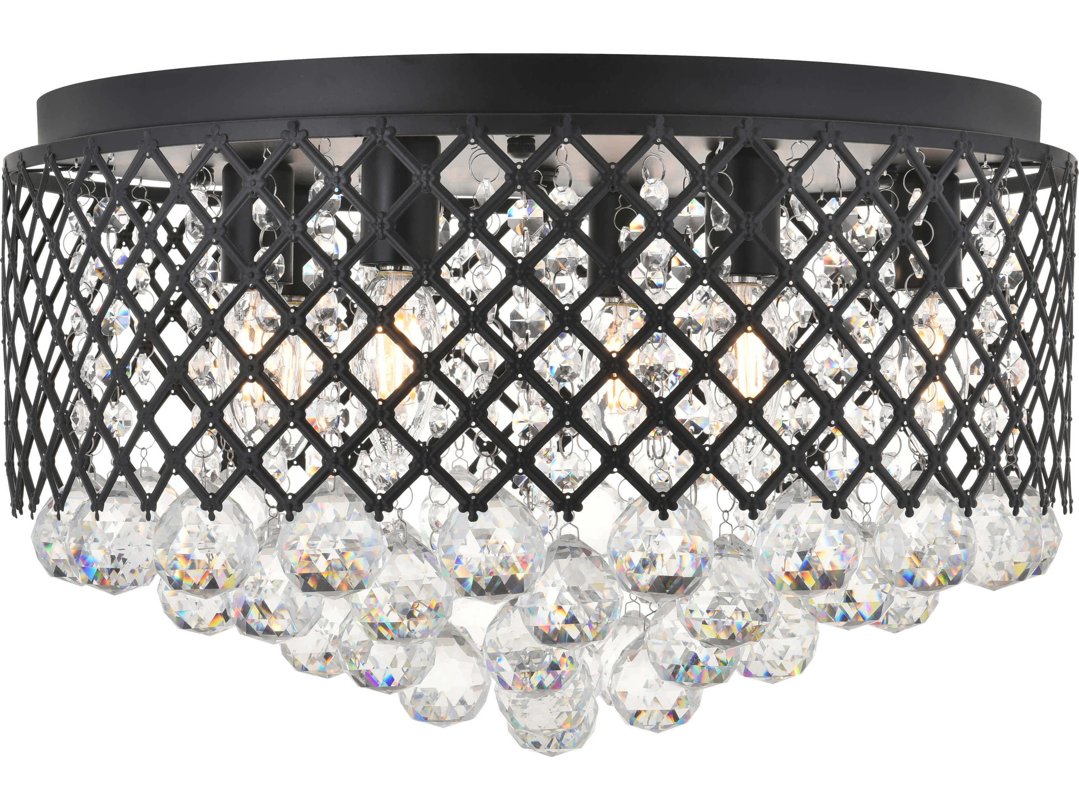 Elegant Lighting Tully 6-Light Chrome Crystal Drum Flush Mount