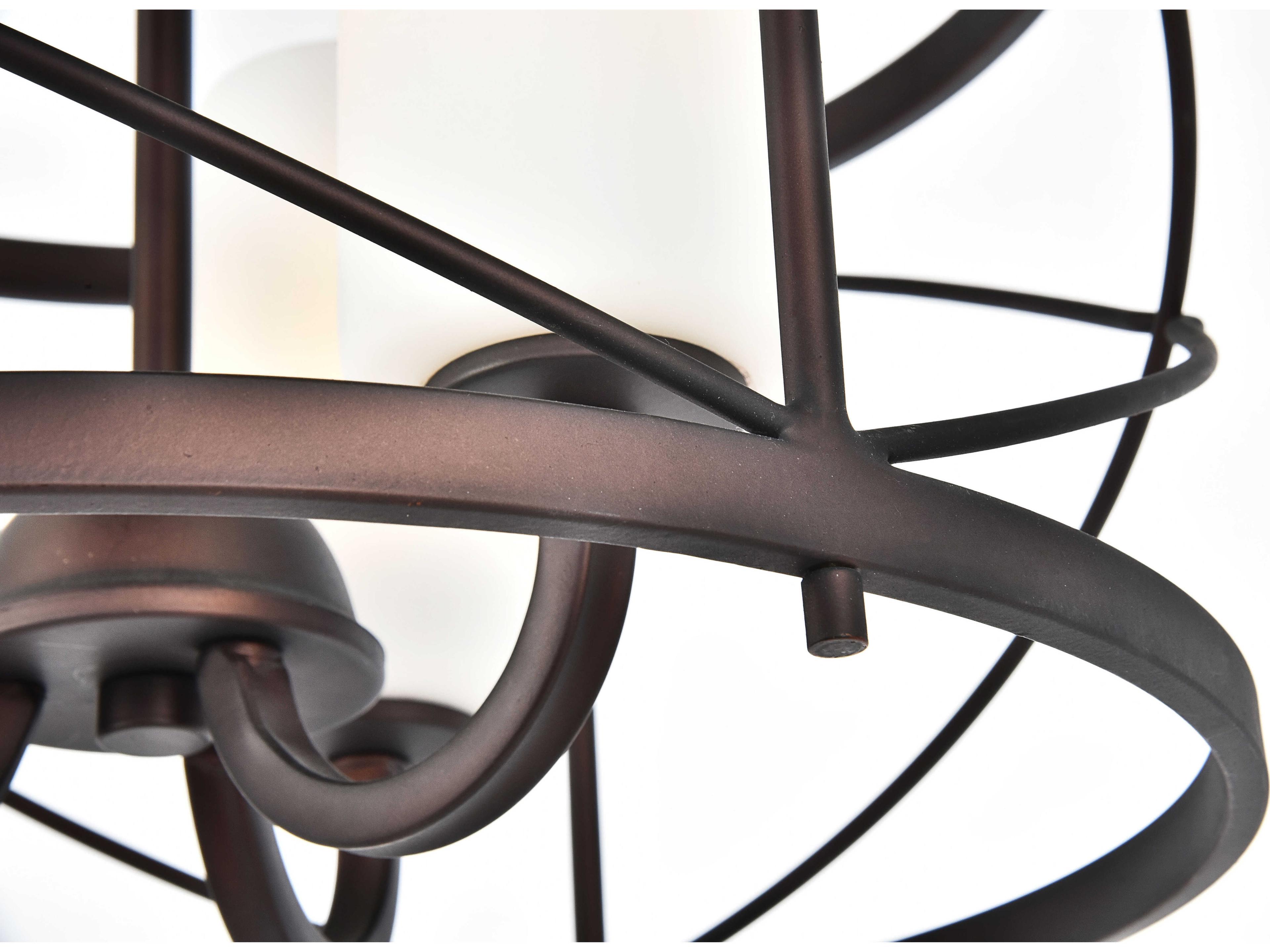 Elegant Lighting Wren 3-Light Dark Copper Brown Glass Cylinder Chandelier