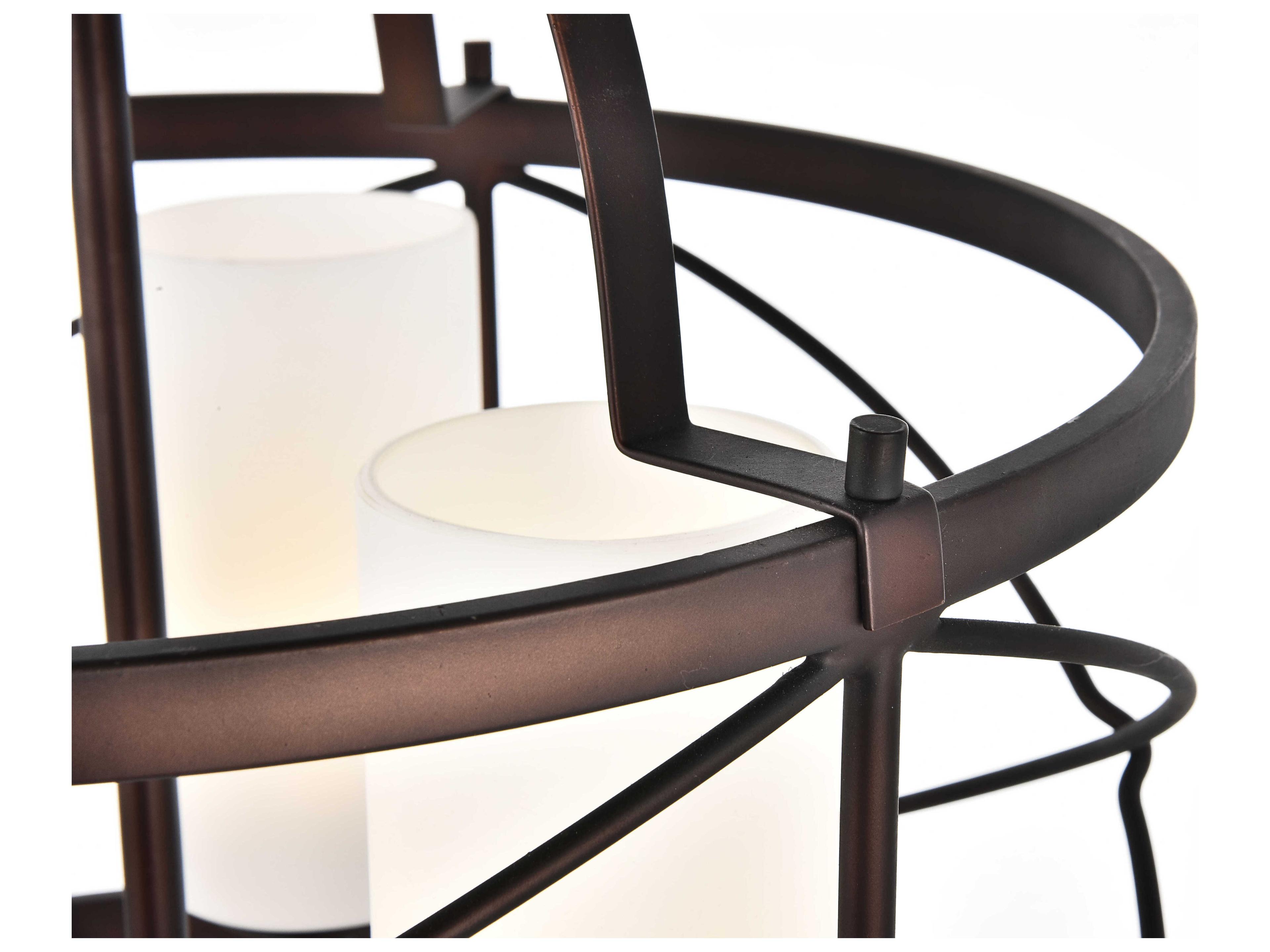 Elegant Lighting Wren 3-Light Dark Copper Brown Glass Cylinder Chandelier