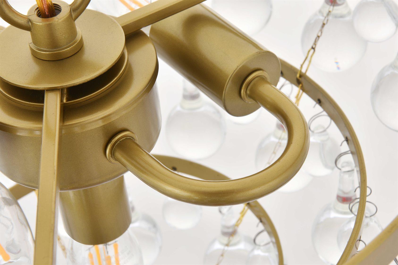 Elegant Lighting Kora 3-Light Brass Crystal Empire Tiered Pendant