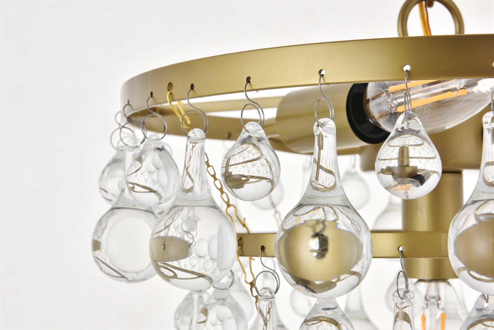 Elegant Lighting Kora 3-Light Brass Crystal Empire Tiered Pendant