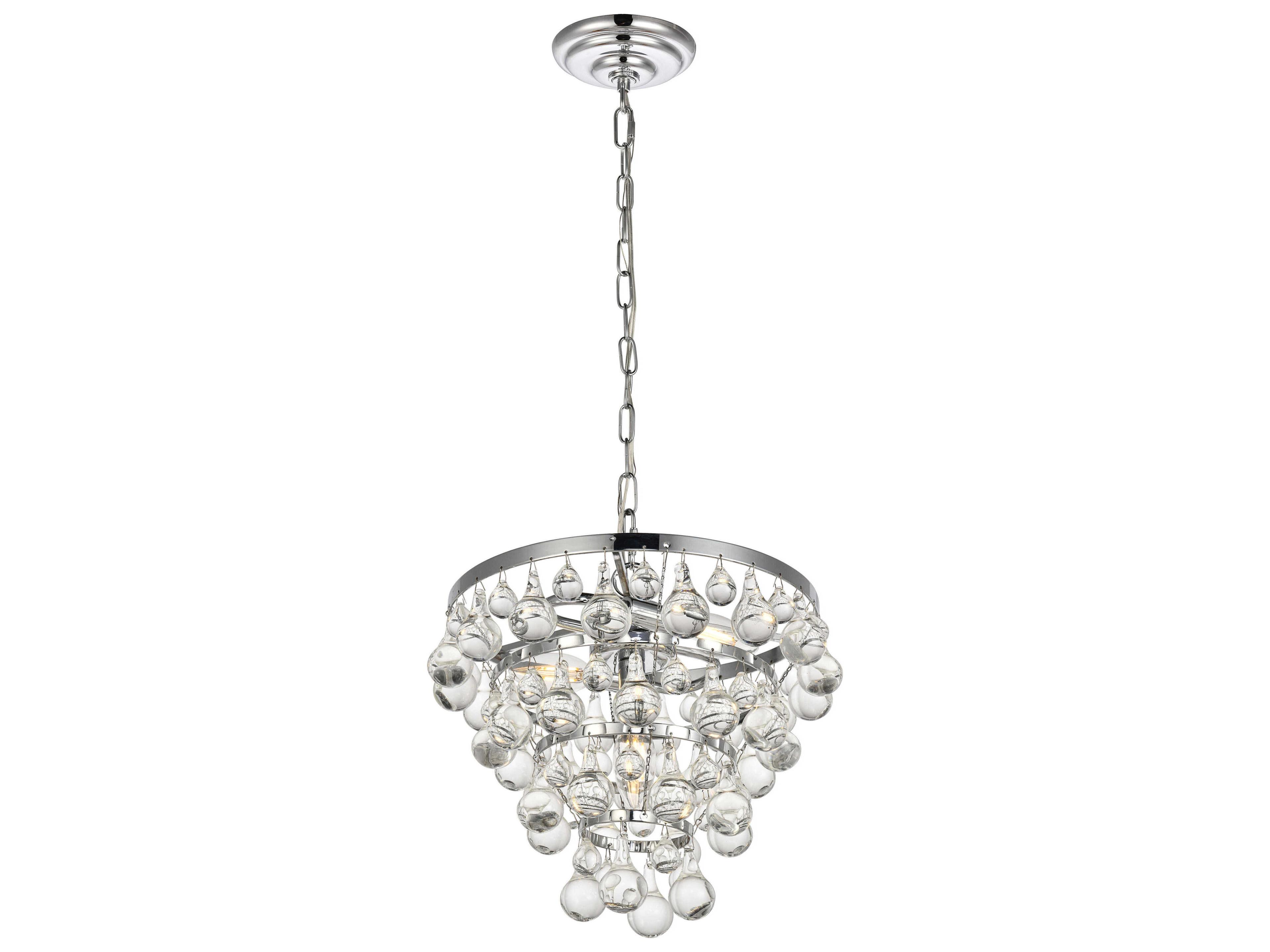 Elegant Lighting Kora 3-Light Chrome Crystal Tiered Pendant