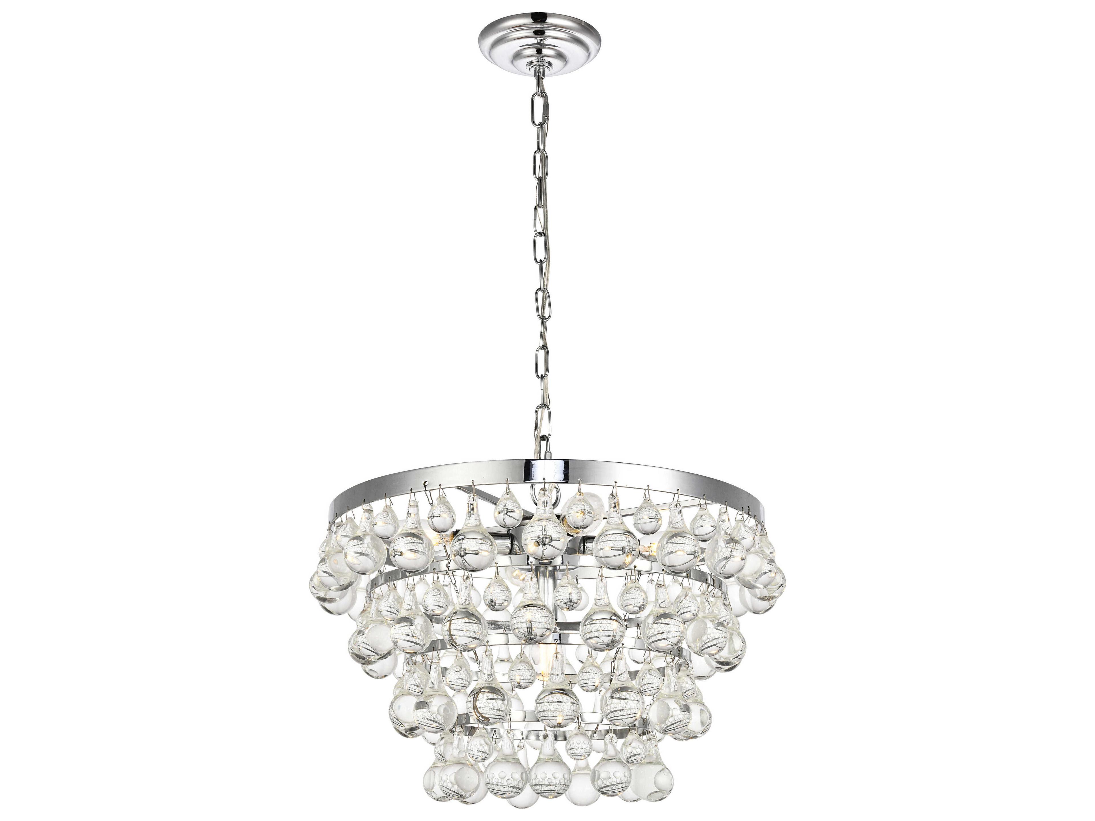 Elegant Lighting Kora 5-Light Chrome Crystal Tiered Pendant