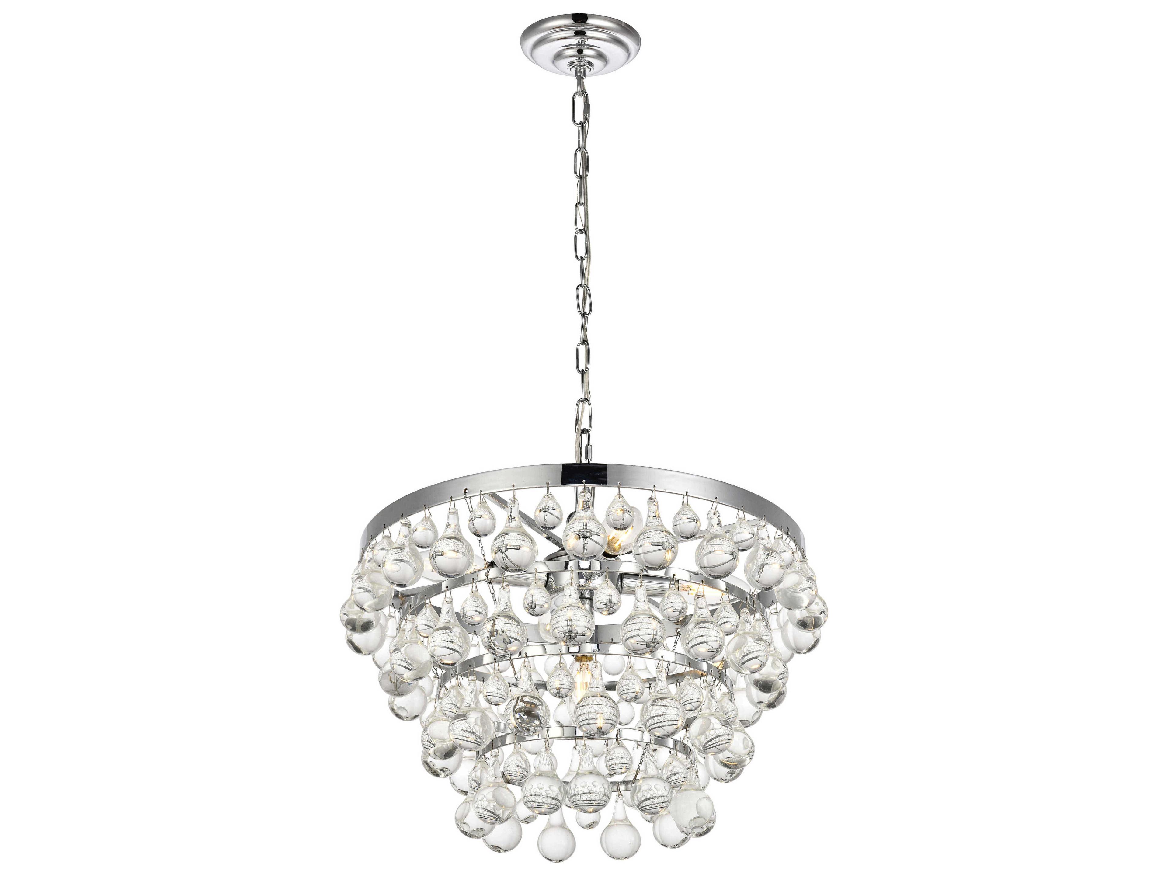Elegant Lighting Kora 5-Light Chrome Crystal Tiered Pendant