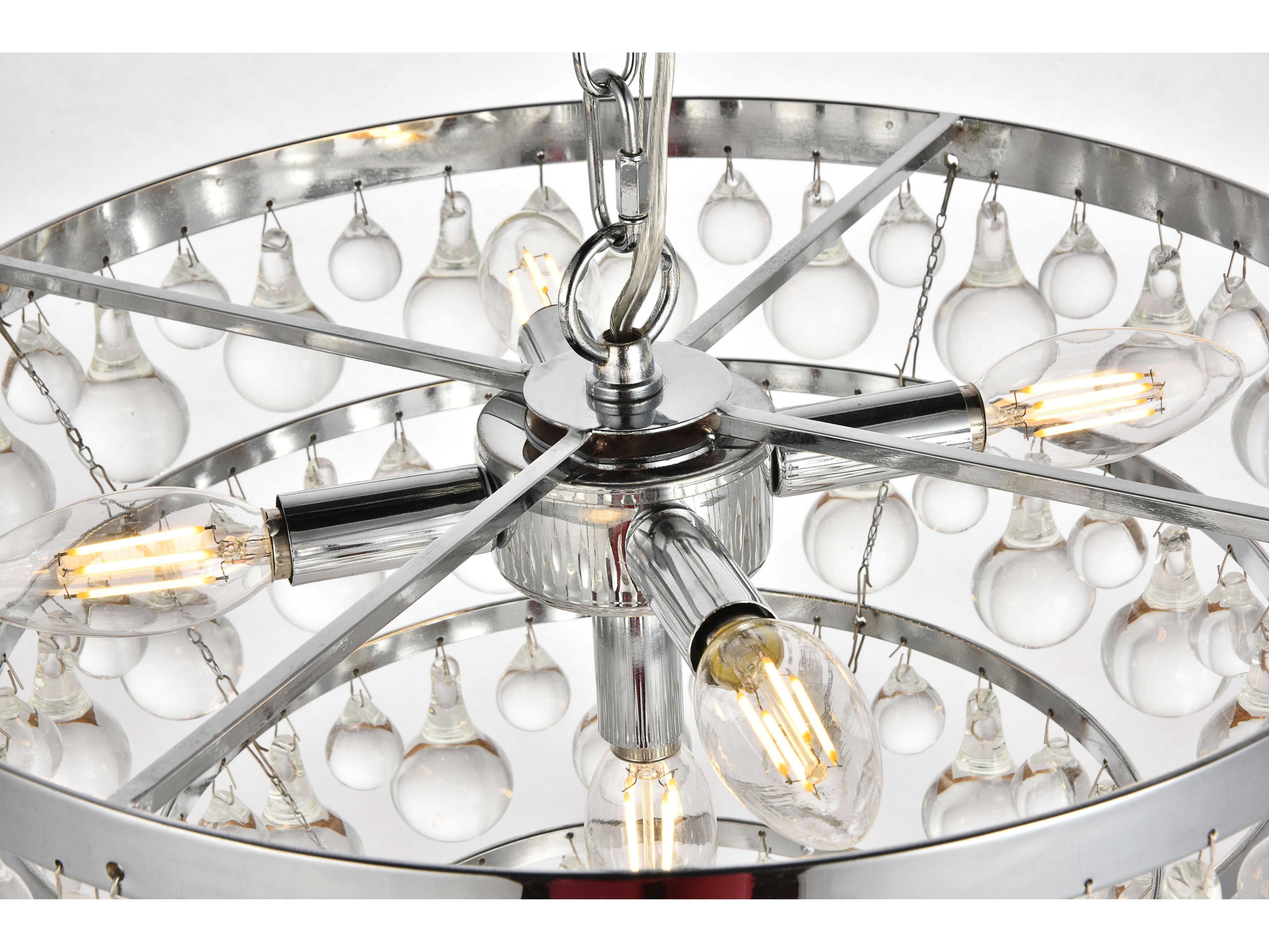 Elegant Lighting Kora 5-Light Chrome Crystal Tiered Pendant