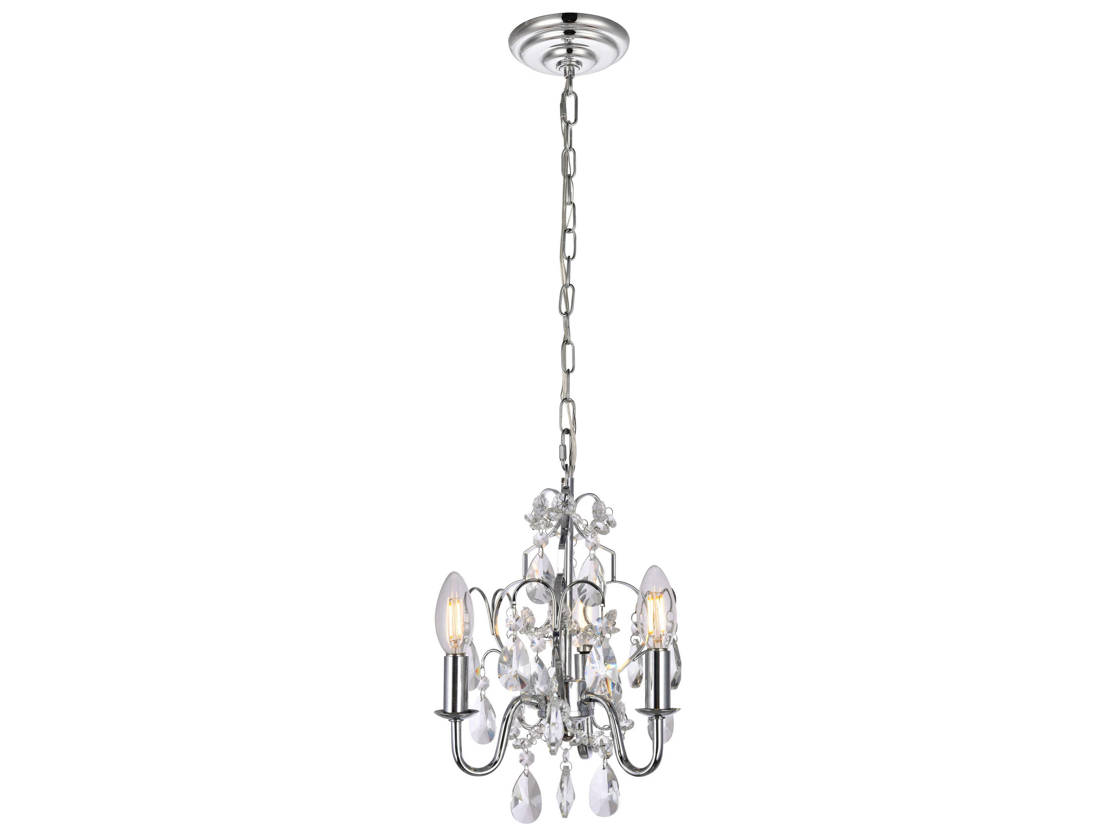 Elegant Lighting Kaede 3-Light Chrome Crystal Chandelier
