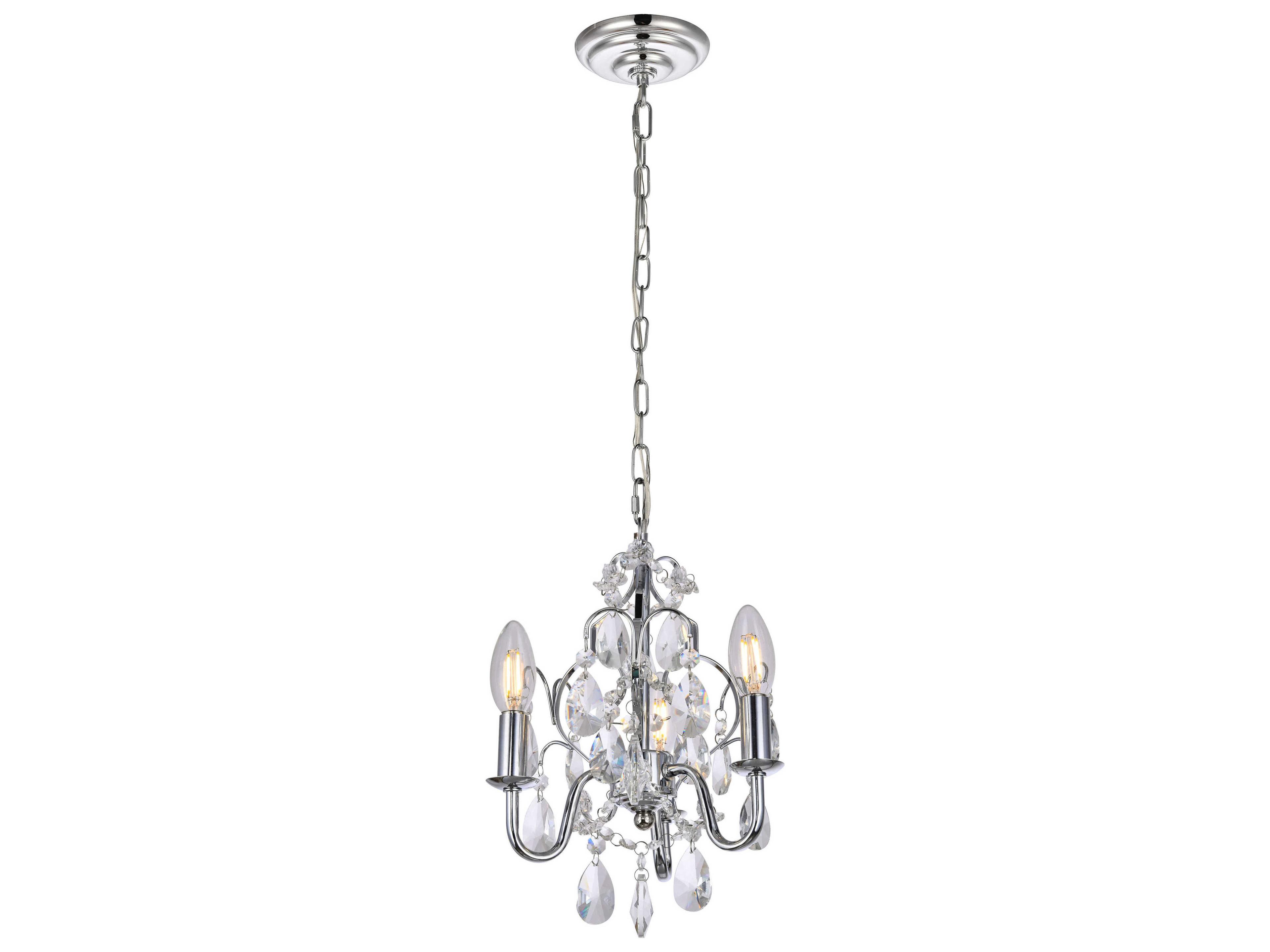 Elegant Lighting Kaede 3-Light Chrome Crystal Chandelier