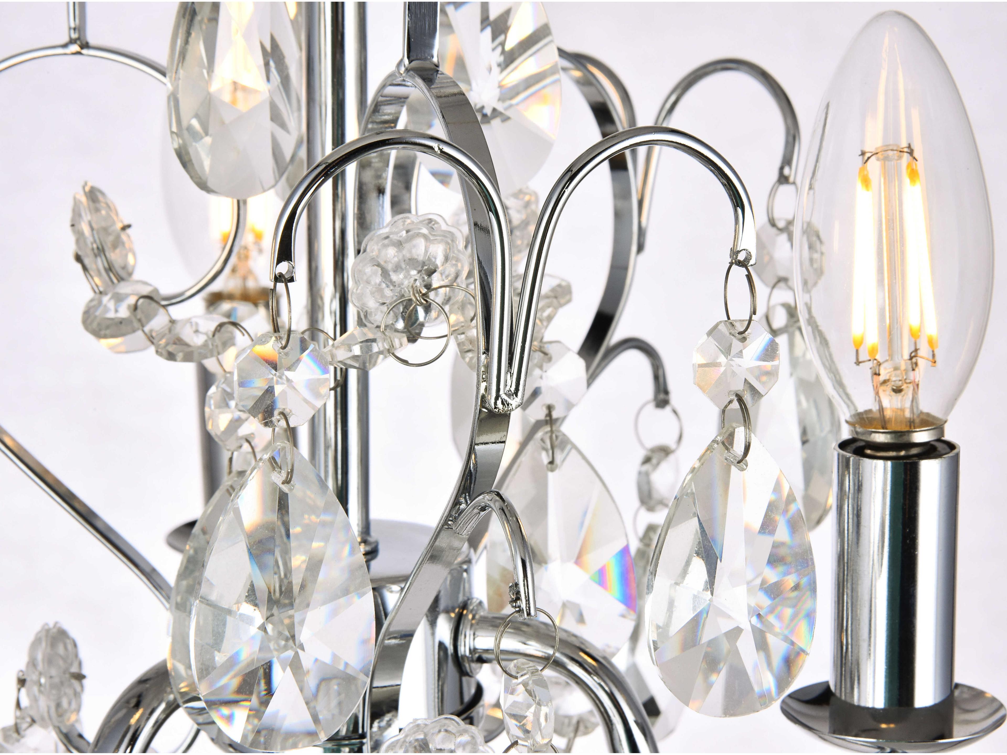 Elegant Lighting Kaede 3-Light Chrome Crystal Chandelier
