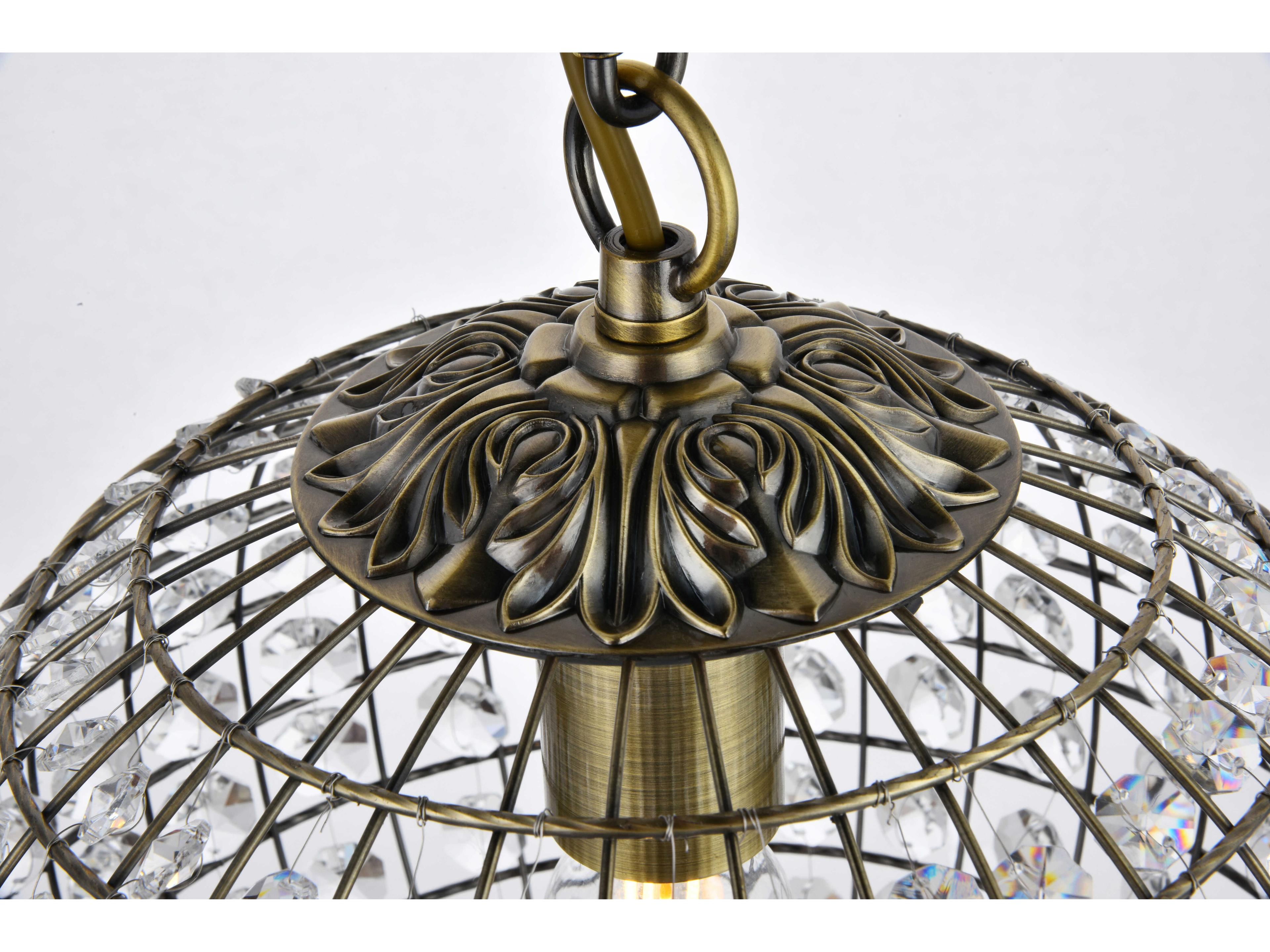 Elegant Lighting Earlene 1-Light Antique Bronze Crystal Globe Mini Pendant