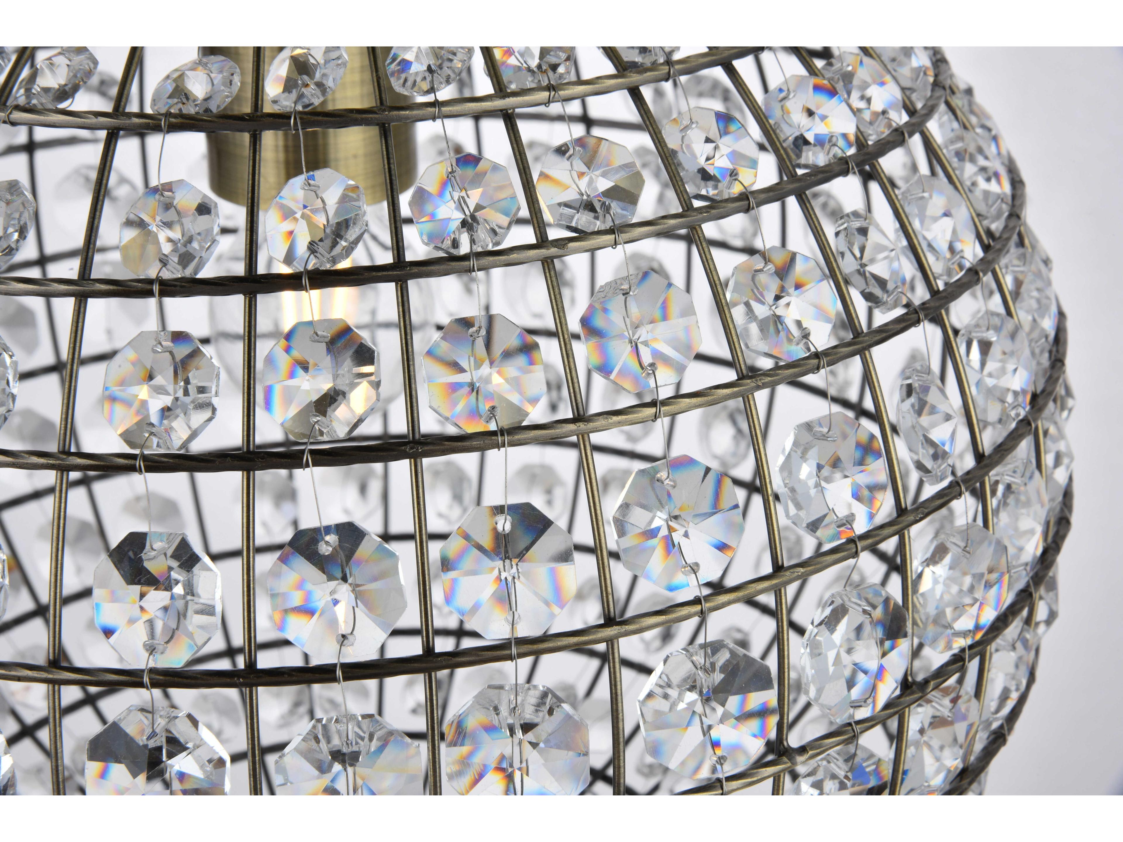 Elegant Lighting Earlene 1-Light Antique Bronze Crystal Globe Mini Pendant