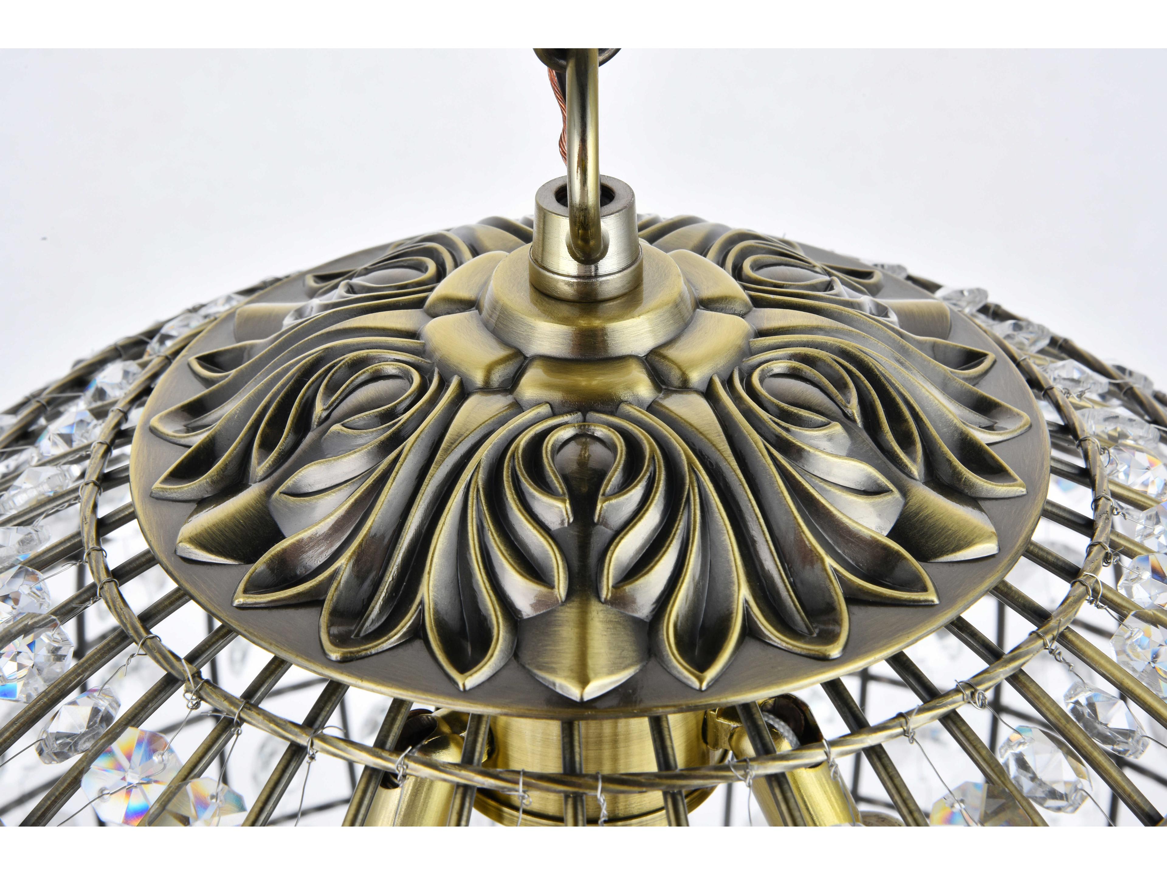 Elegant Lighting Earlene 3-Light Antique Bronze Crystal Globe Pendant