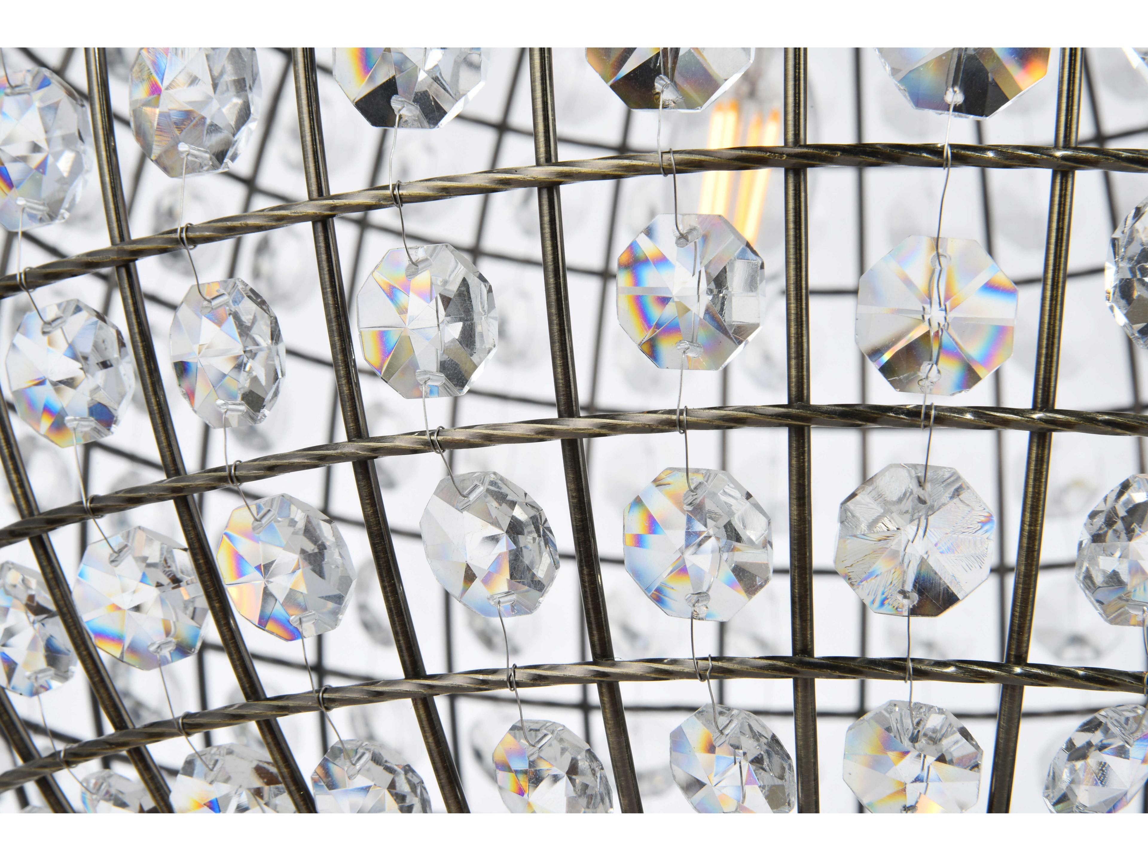 Elegant Lighting Earlene 3-Light Antique Bronze Crystal Globe Pendant