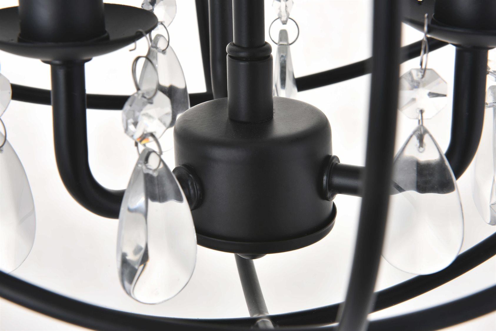 Elegant Lighting Wallace 3-Light Black Crystal Geometric Chandelier