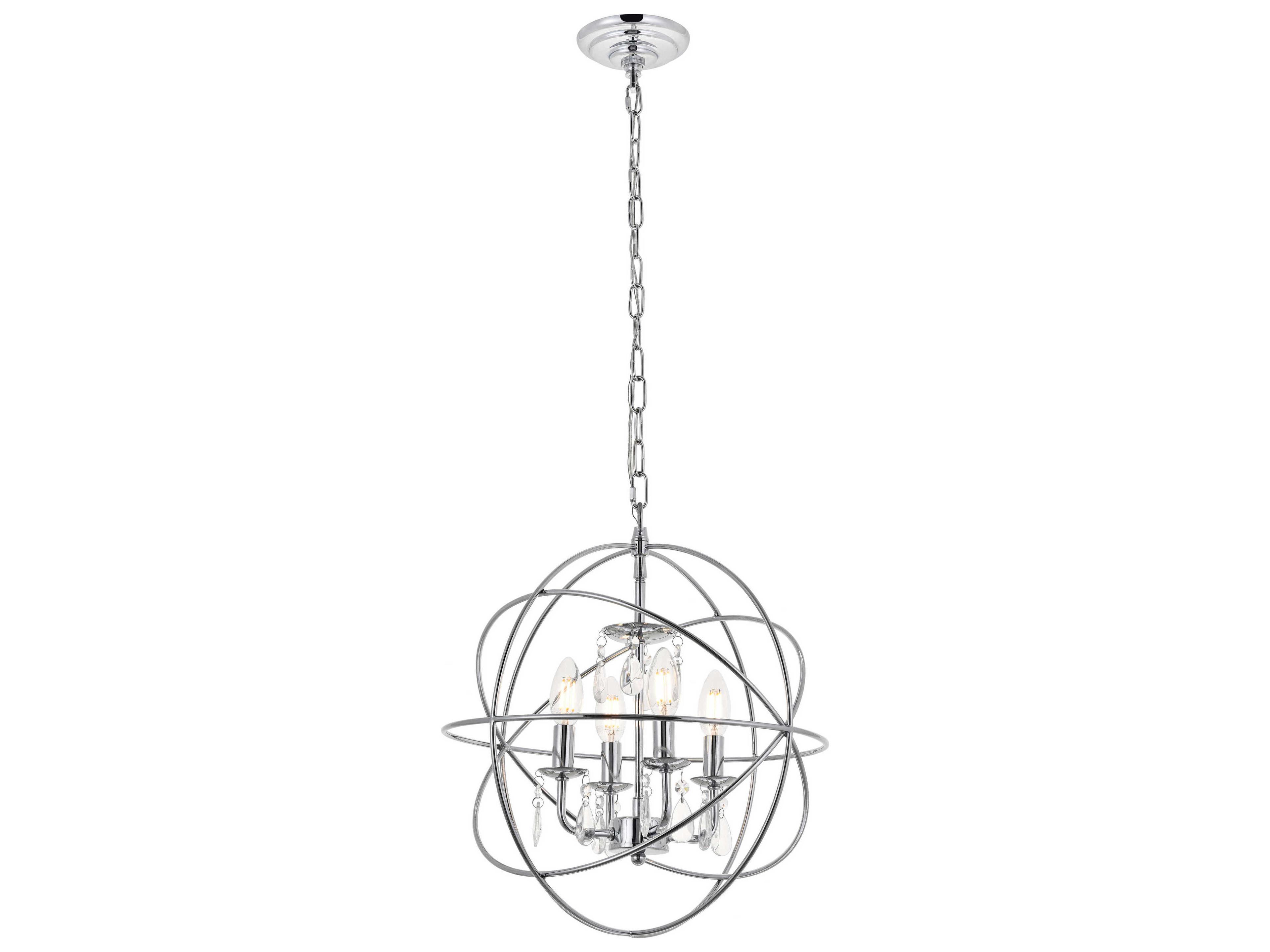 Elegant Lighting Wallace 4-Light Black Crystal Candelabra Geometric Chandelier