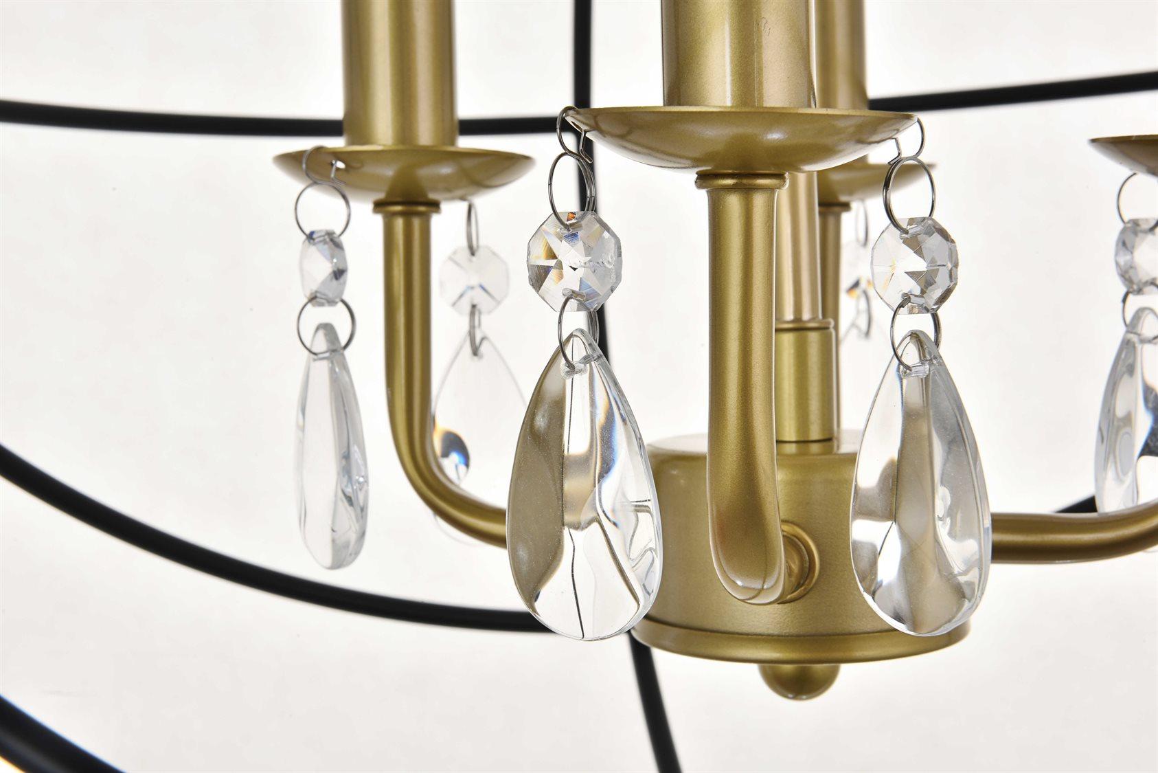 Elegant Lighting Wallace 4-Light Black Crystal Candelabra Geometric Chandelier