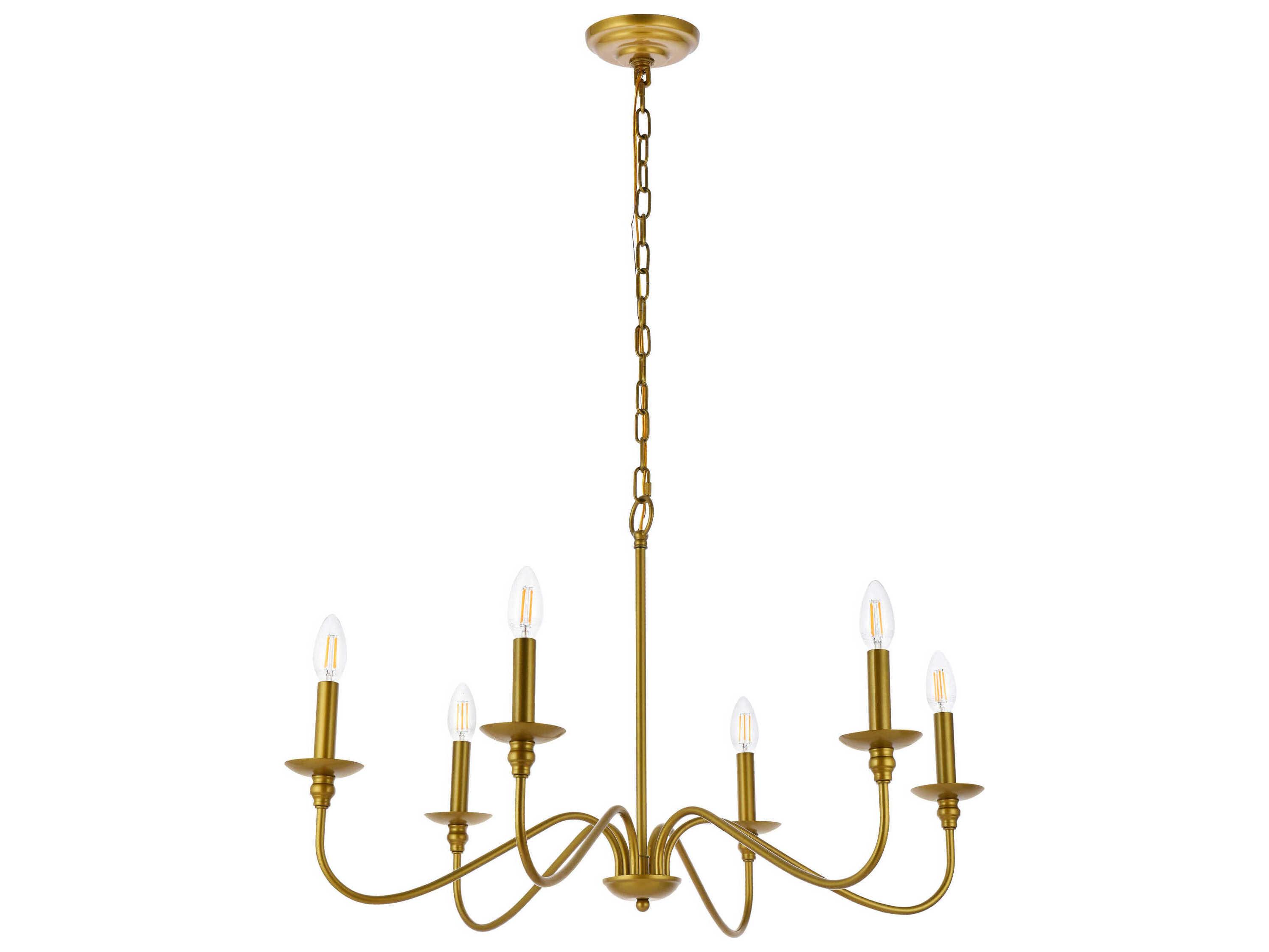 Elegant Lighting Rohan 6-Light Brass Candelabra Chandelier