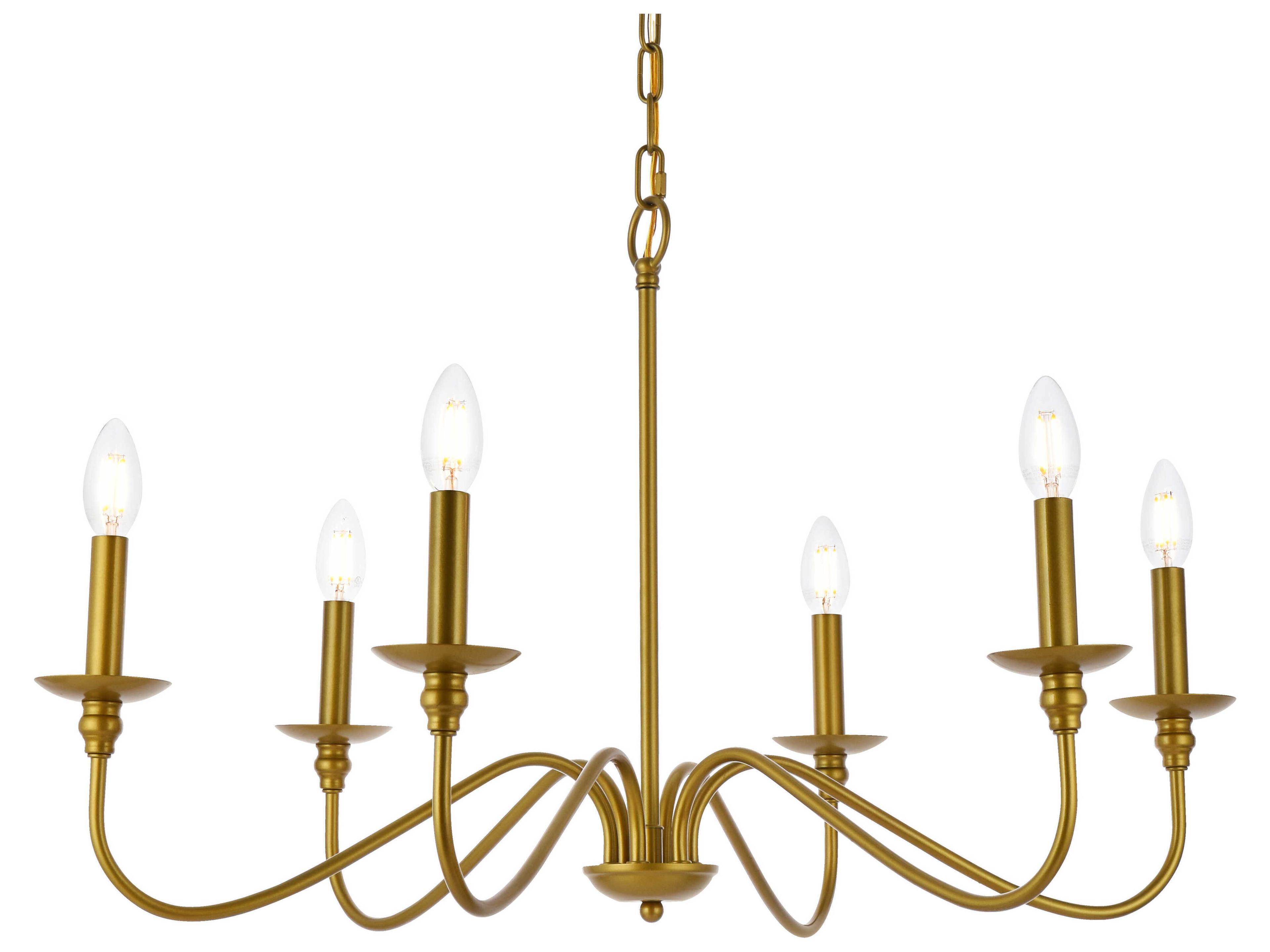 Elegant Lighting Rohan 6-Light Brass Candelabra Chandelier