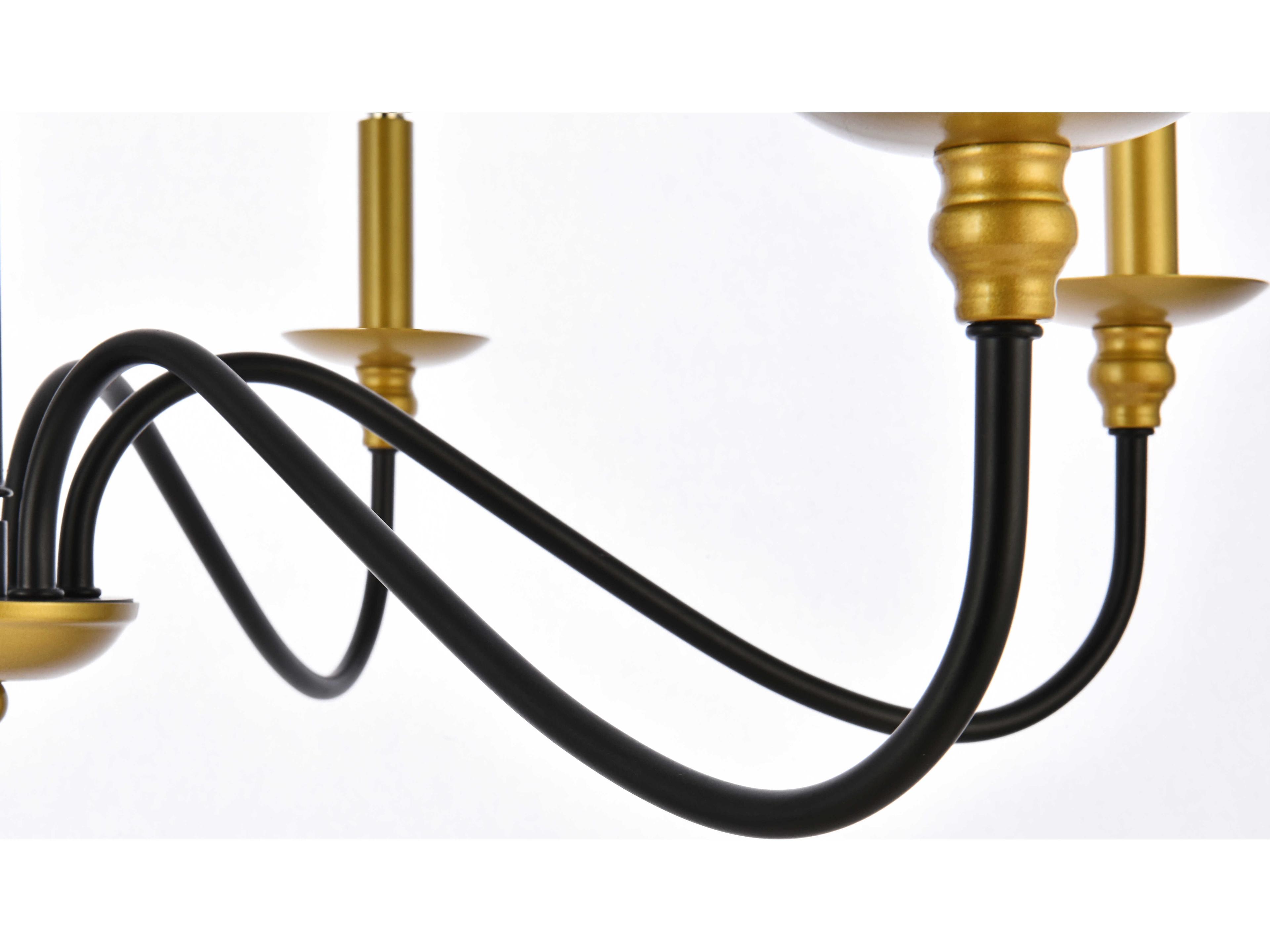 Elegant Lighting Rohan 6-Light Brass And Black Candelabra Chandelier