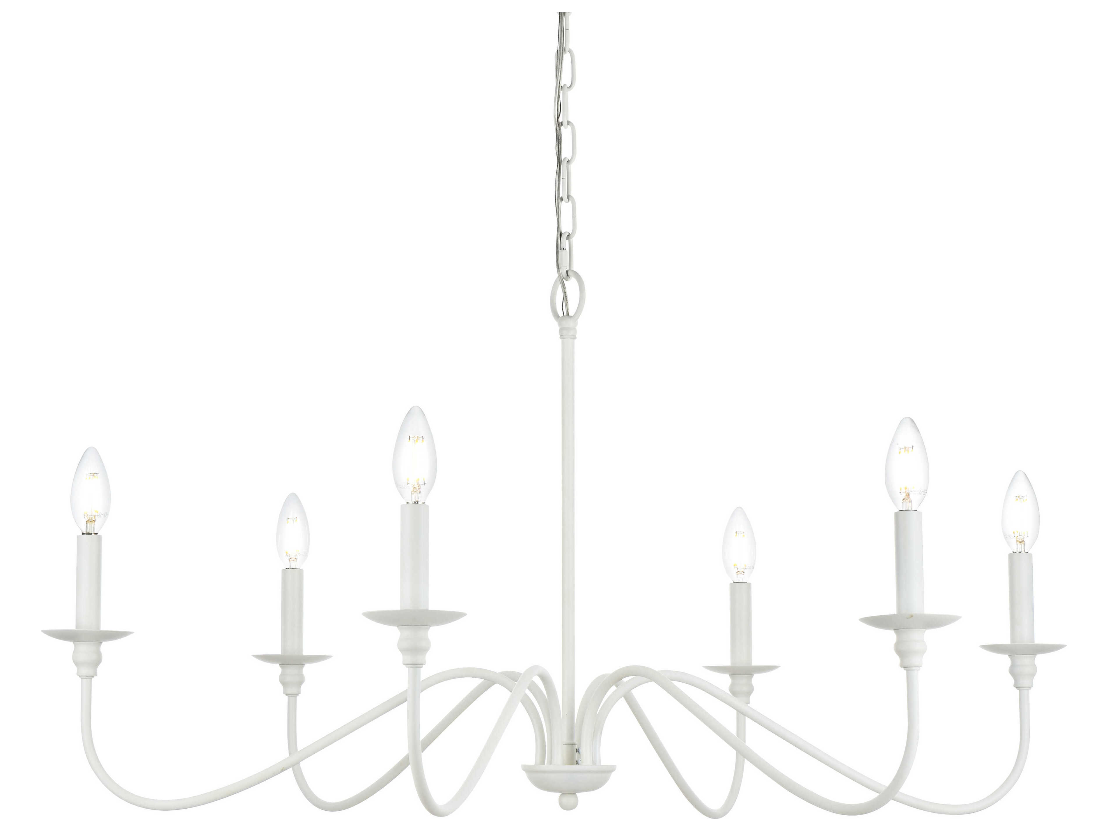 Elegant Lighting Rohan 6-Light White Candelabra Chandelier