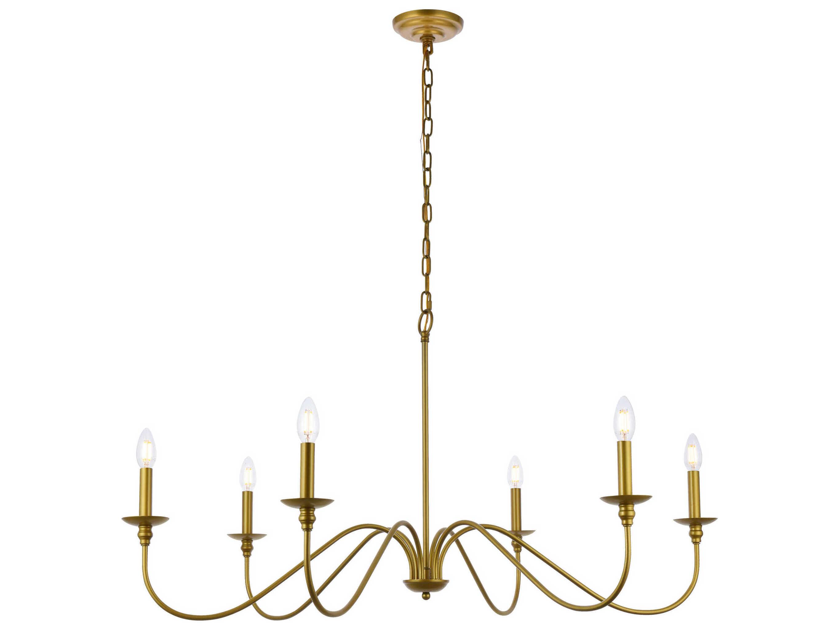 Elegant Lighting Rohan 6-Light Brass Candelabra Chandelier