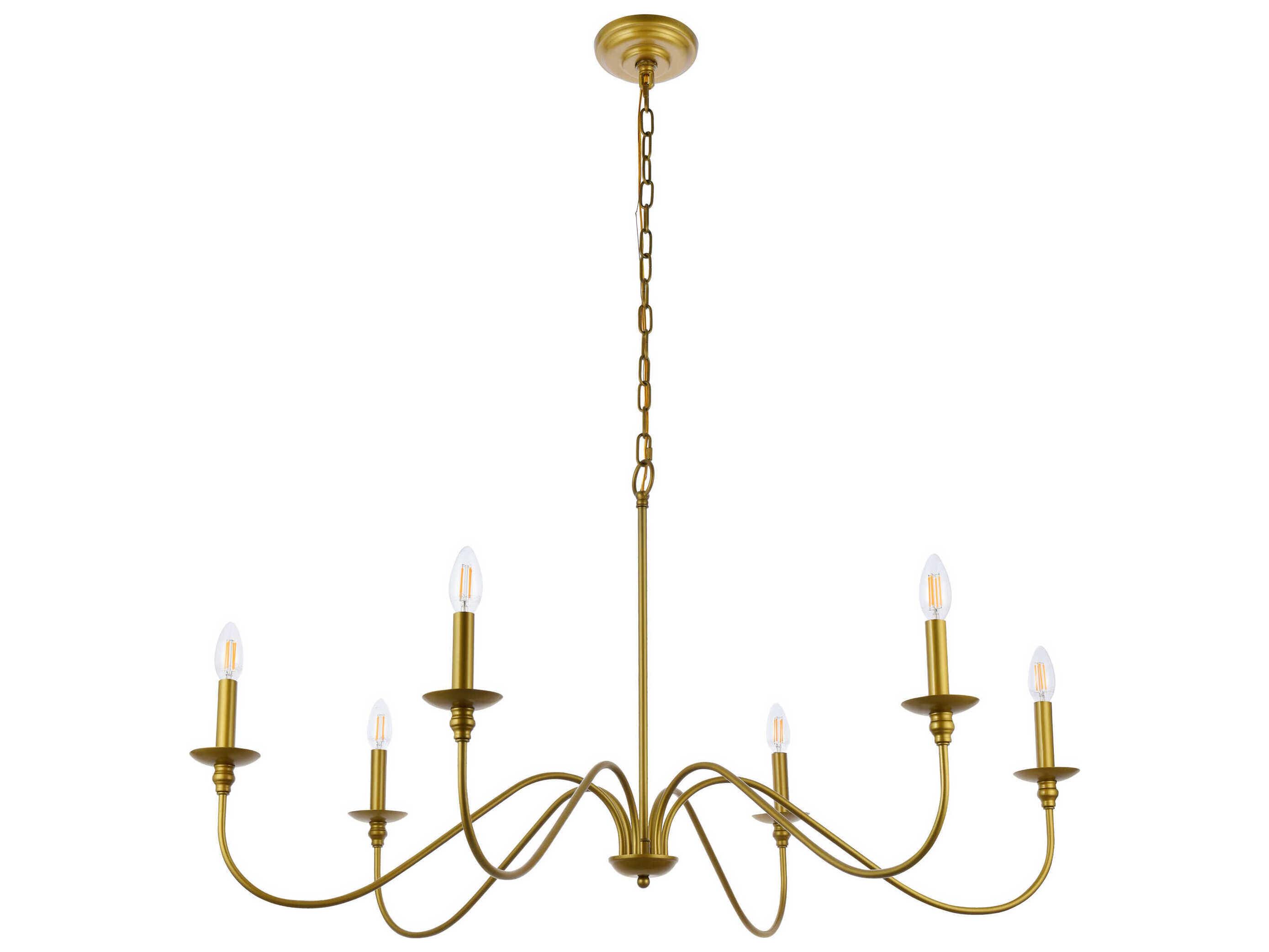 Elegant Lighting Rohan 6-Light Brass Candelabra Chandelier