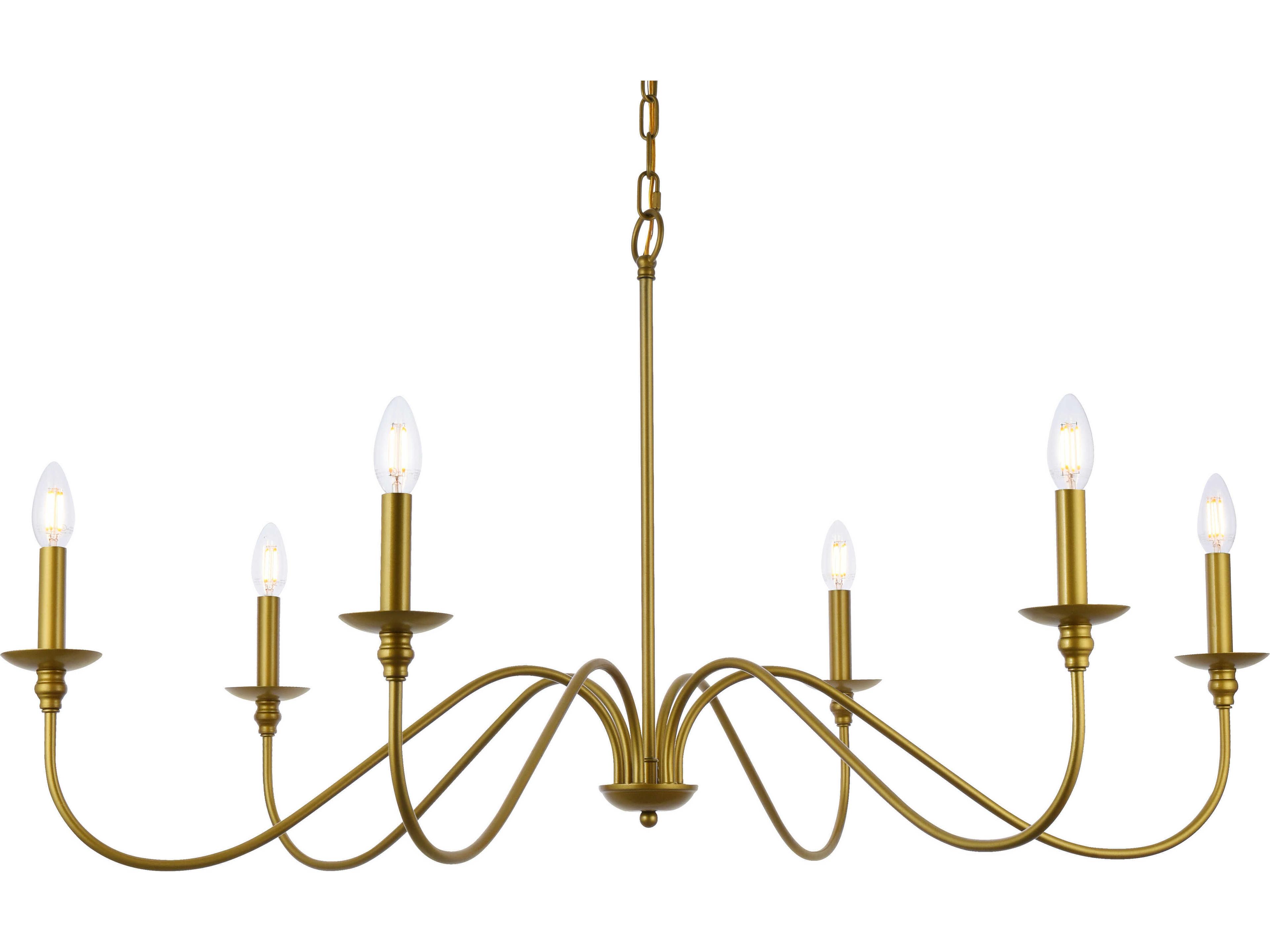 Elegant Lighting Rohan 6-Light Brass Candelabra Chandelier